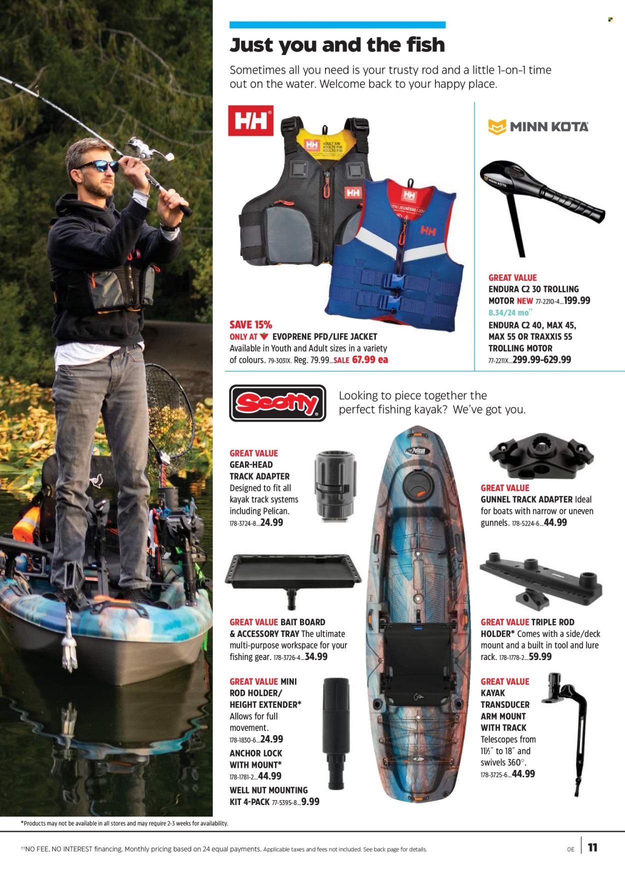thumbnail - Canadian Tire Flyer - April 18, 2024 - May 09, 2024 - Sales products - tray, fish, Anchor, adapter, life jacket, kayak, fishing kayak, rod holder. Page 11.
