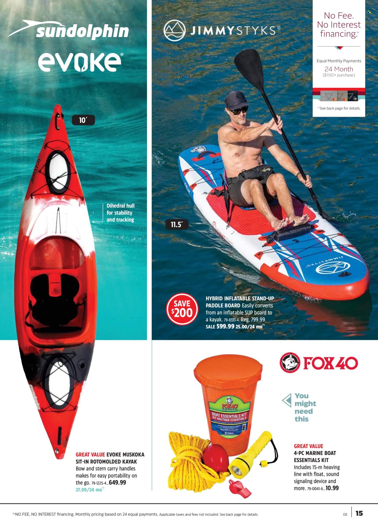 thumbnail - Canadian Tire Flyer - April 18, 2024 - May 09, 2024 - Sales products - boat, kayak, paddleboard. Page 15.