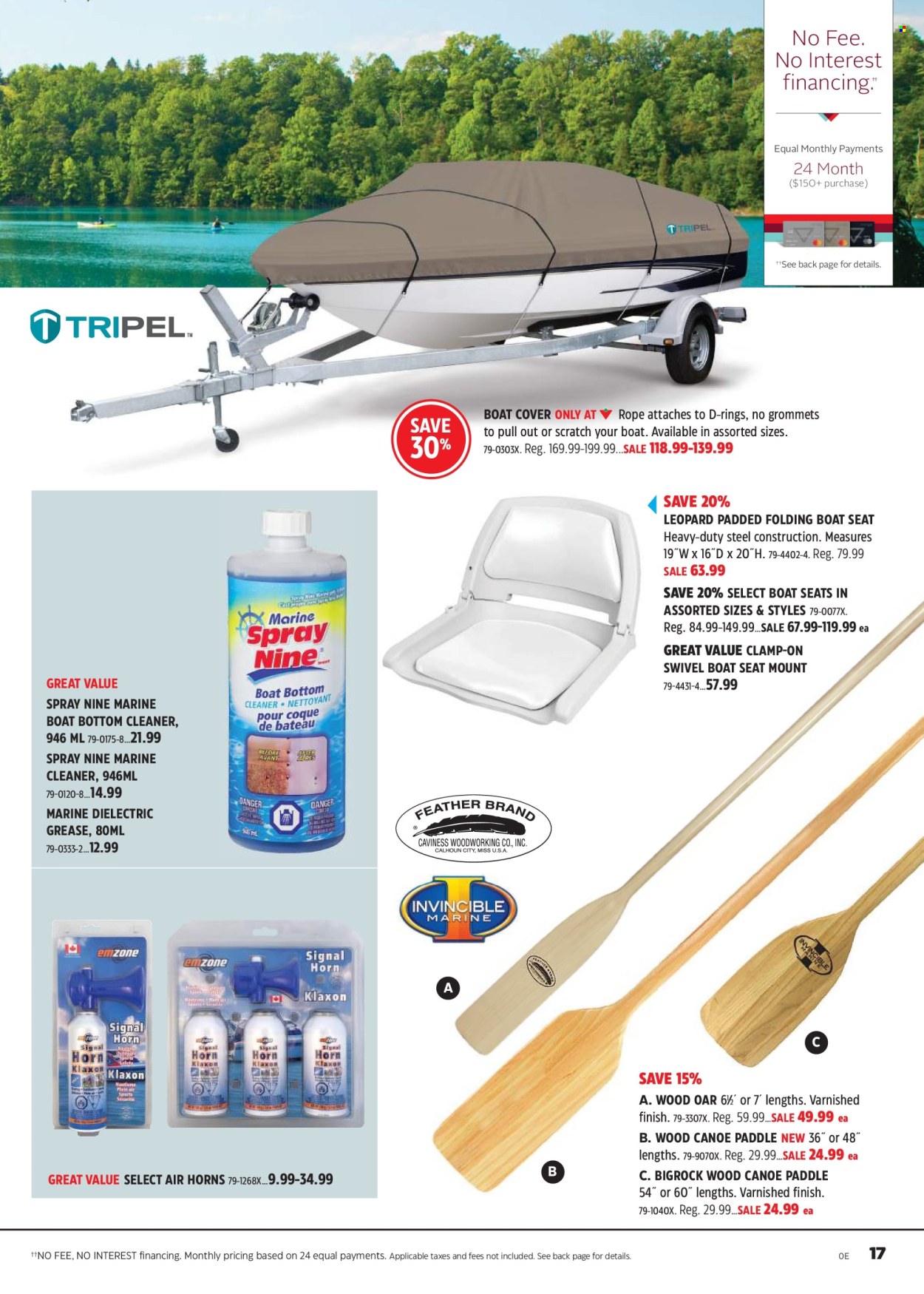 thumbnail - Canadian Tire Flyer - April 18, 2024 - May 09, 2024 - Sales products - cleaner, rope, canoe, boat cover, boat seat, clamp. Page 17.