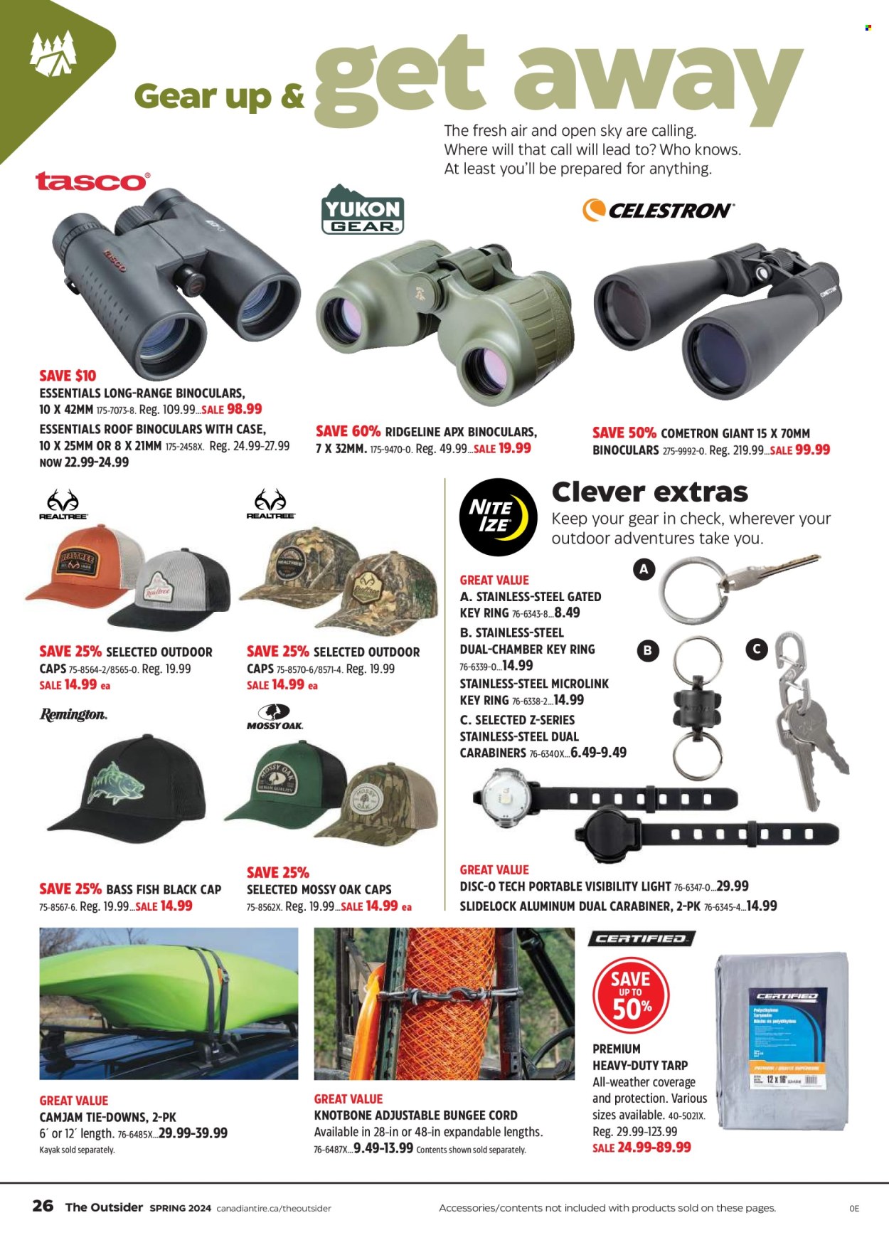 thumbnail - Canadian Tire Flyer - April 18, 2024 - May 09, 2024 - Sales products - fish, kayak, binoculars. Page 26.