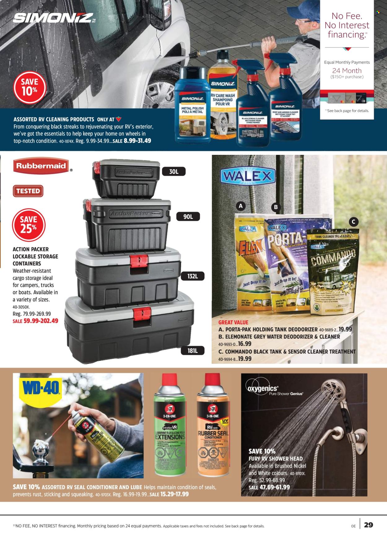 thumbnail - Canadian Tire Flyer - April 18, 2024 - May 09, 2024 - Sales products - cleaner, container, storage container, tank, showerhead. Page 29.