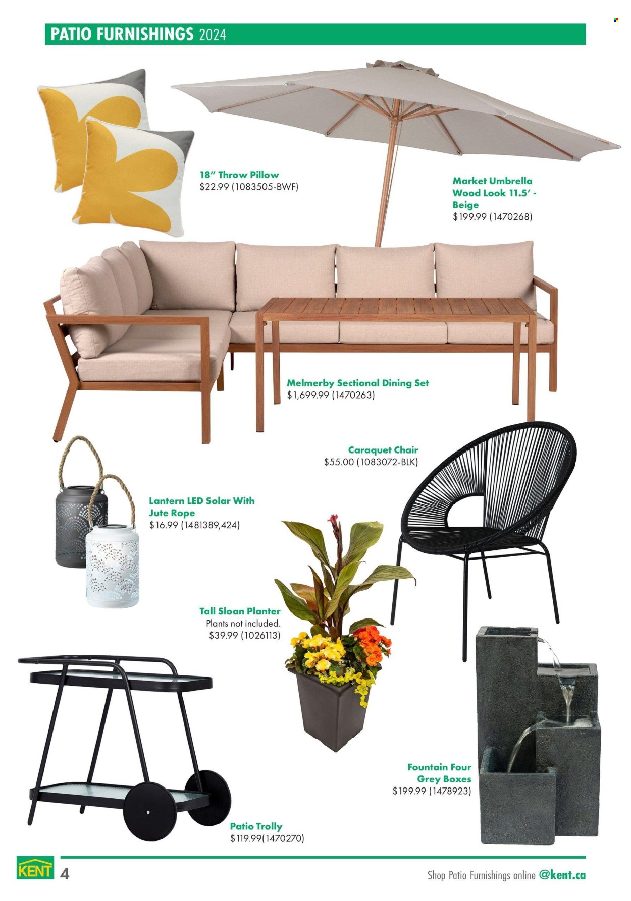 thumbnail - Kent Flyer - April 18, 2024 - May 29, 2024 - Sales products - rope, pillow, blanket, dining set, chair, lantern, umbrella, parasol, plant pot. Page 4.
