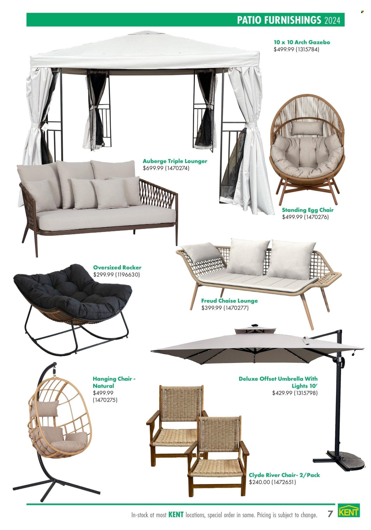 thumbnail - Kent Flyer - April 18, 2024 - May 29, 2024 - Sales products - lounger, hanging chair, gazebo, umbrella, parasol. Page 7.