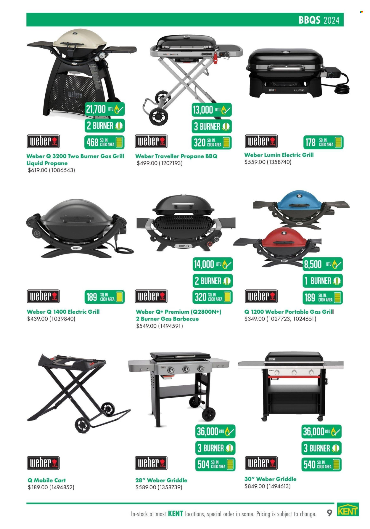 thumbnail - Kent Flyer - April 18, 2024 - May 29, 2024 - Sales products - gas grill, grill, Weber, burner gas barbecue, griddle. Page 9.