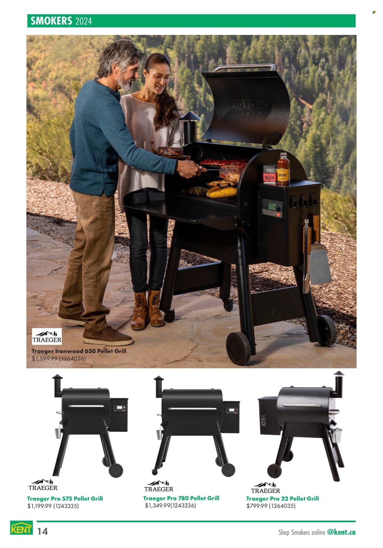 thumbnail - Kent Flyer - April 18, 2024 - May 29, 2024 - Sales products - grill, smoker, pellet grill. Page 14.
