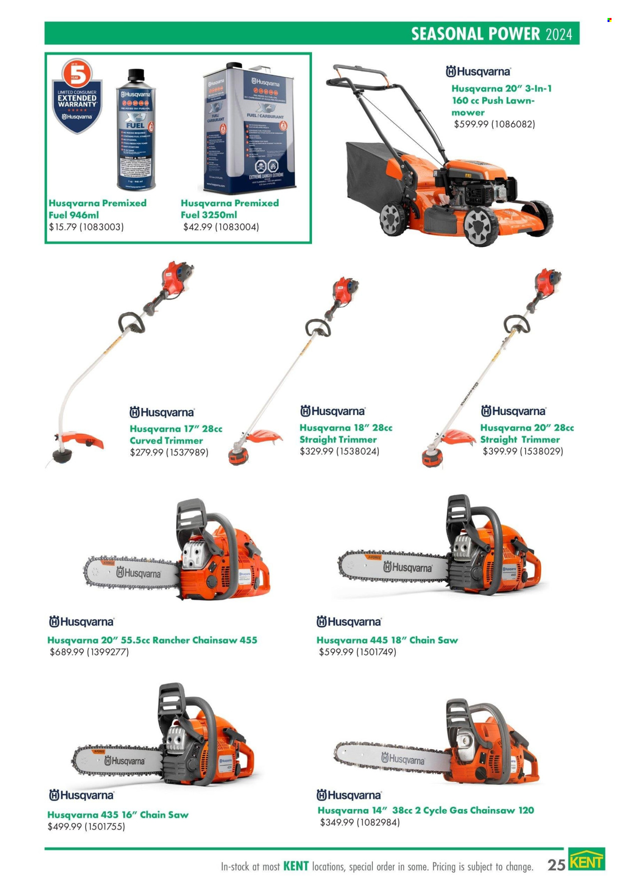 thumbnail - Kent Flyer - April 18, 2024 - May 29, 2024 - Sales products - oil, trimmer, chain saw, saw, Husqvarna. Page 25.