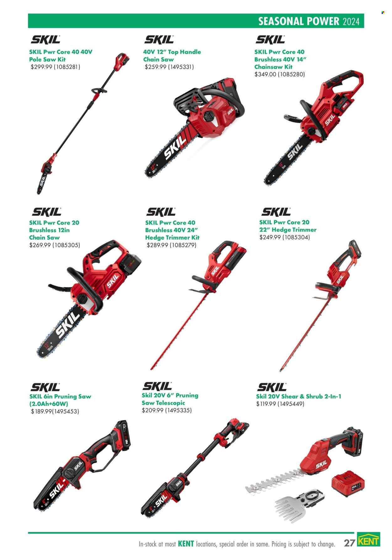 thumbnail - Kent Flyer - April 18, 2024 - May 29, 2024 - Sales products - chain saw, saw, pruning saw, hedge trimmer. Page 27.