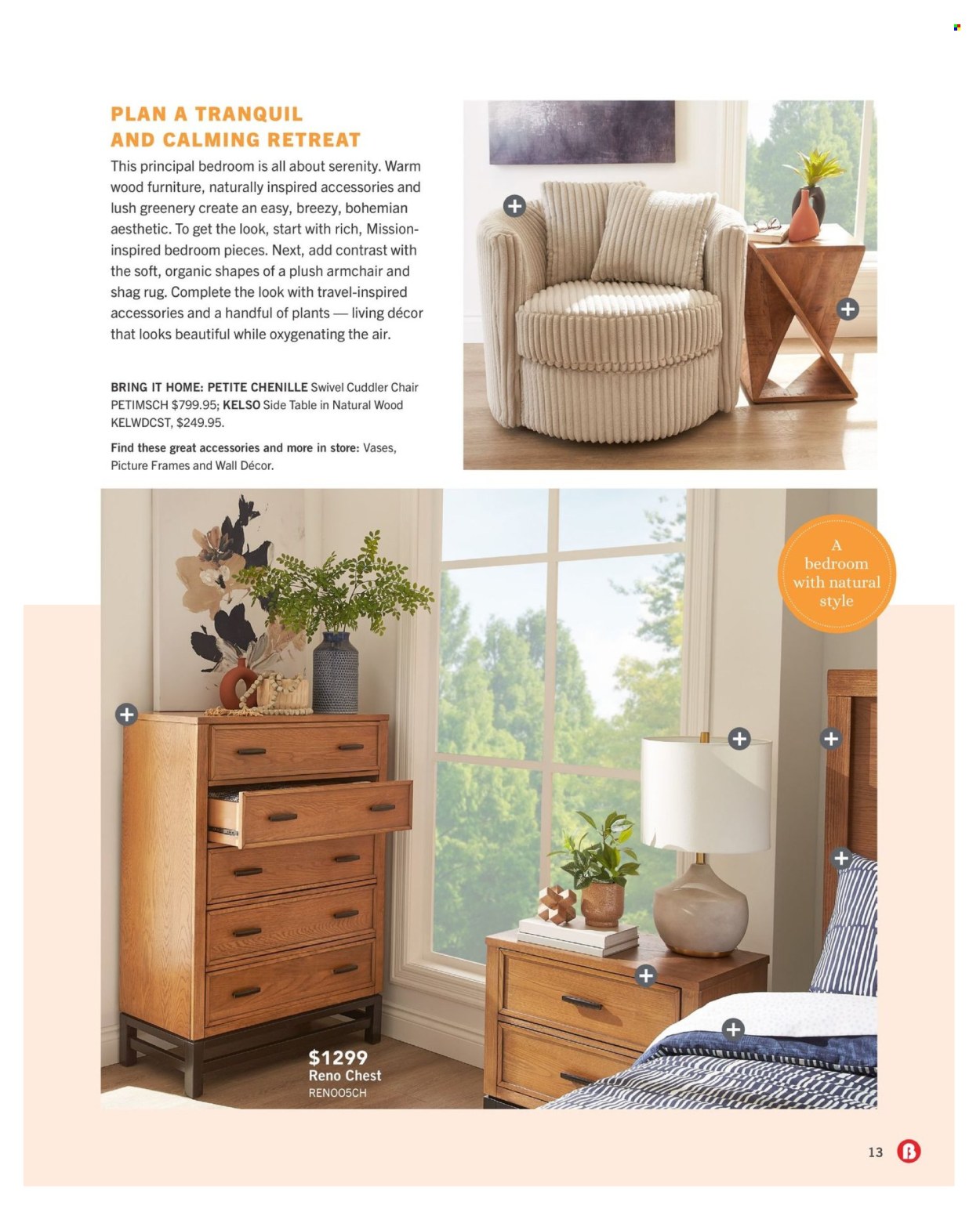 thumbnail - The Brick Flyer - April 11, 2024 - May 31, 2024 - Sales products - table, chair, arm chair, sidetable, wall decor, picture frame, vase, rug. Page 13.