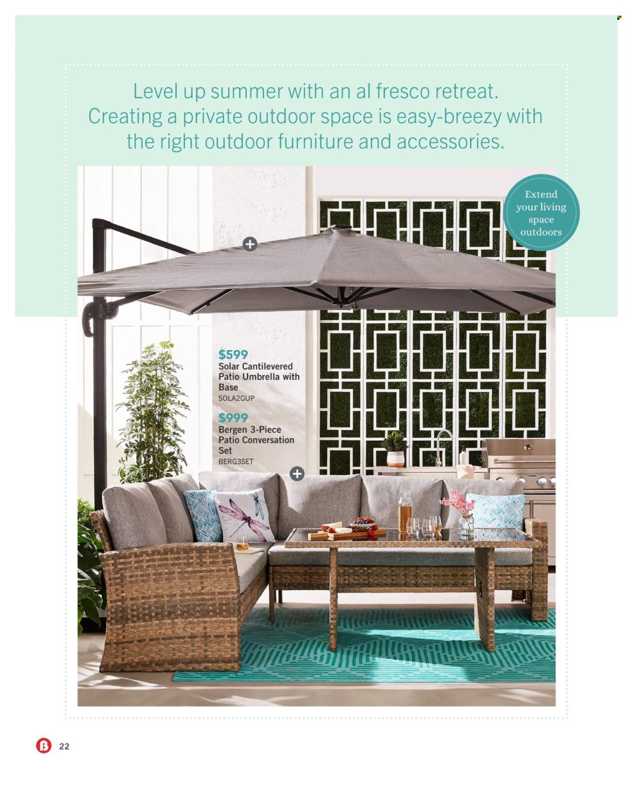 thumbnail - The Brick Flyer - April 11, 2024 - May 31, 2024 - Sales products - outdoor furniture, umbrella. Page 22.