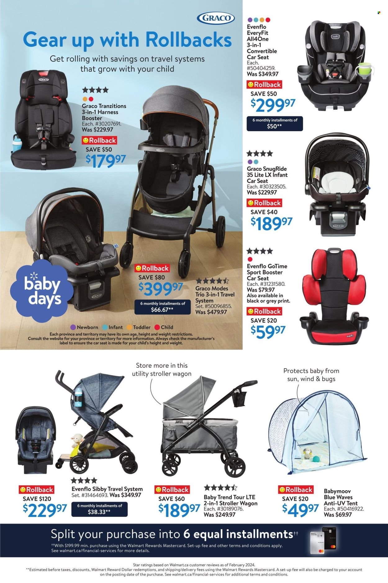 thumbnail - Walmart Flyer - April 18, 2024 - May 01, 2024 - Sales products - baby car seat, car seat, tent, wagon. Page 5.