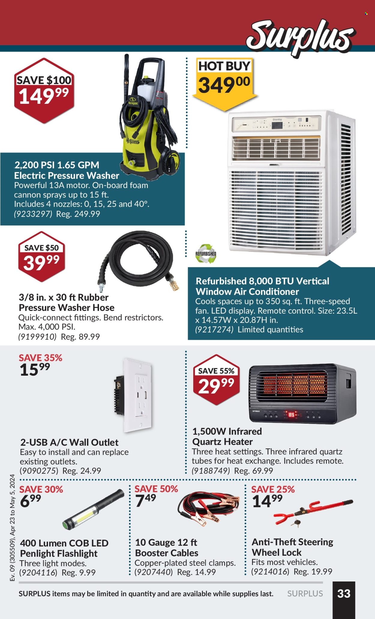 thumbnail - Princess Auto Flyer - April 23, 2024 - May 05, 2024 - Sales products - electric pressure washer, pressure washer, gauge, booster cables. Page 36.