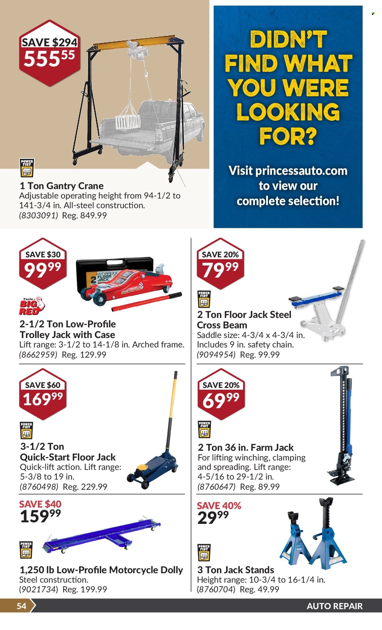 thumbnail - Princess Auto Flyer - April 23, 2024 - May 05, 2024 - Sales products - trolley, motorcycle, floor jack. Page 57.