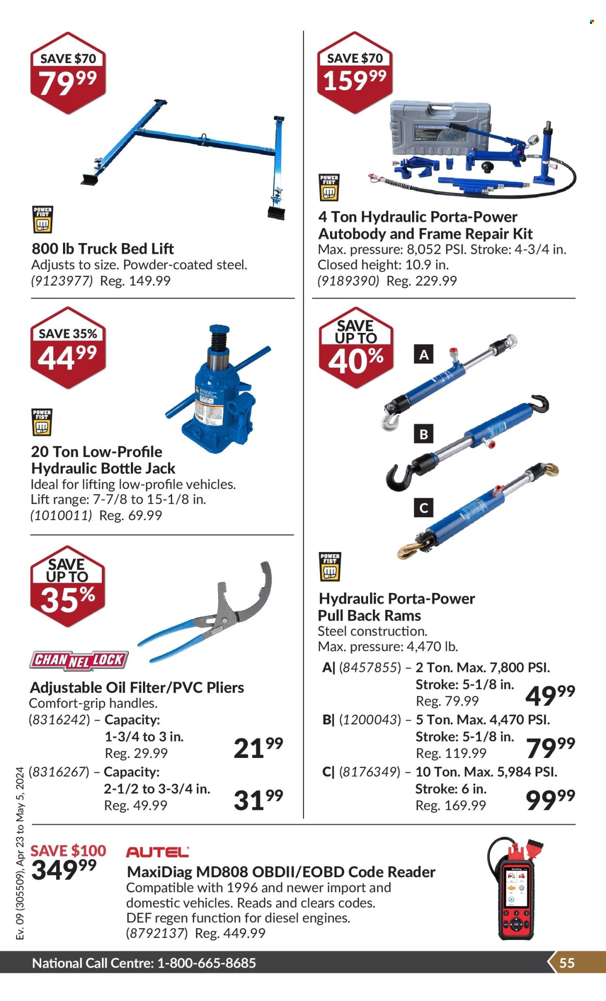 thumbnail - Princess Auto Flyer - April 23, 2024 - May 05, 2024 - Sales products - pliers, floor jack, oil filter. Page 58.