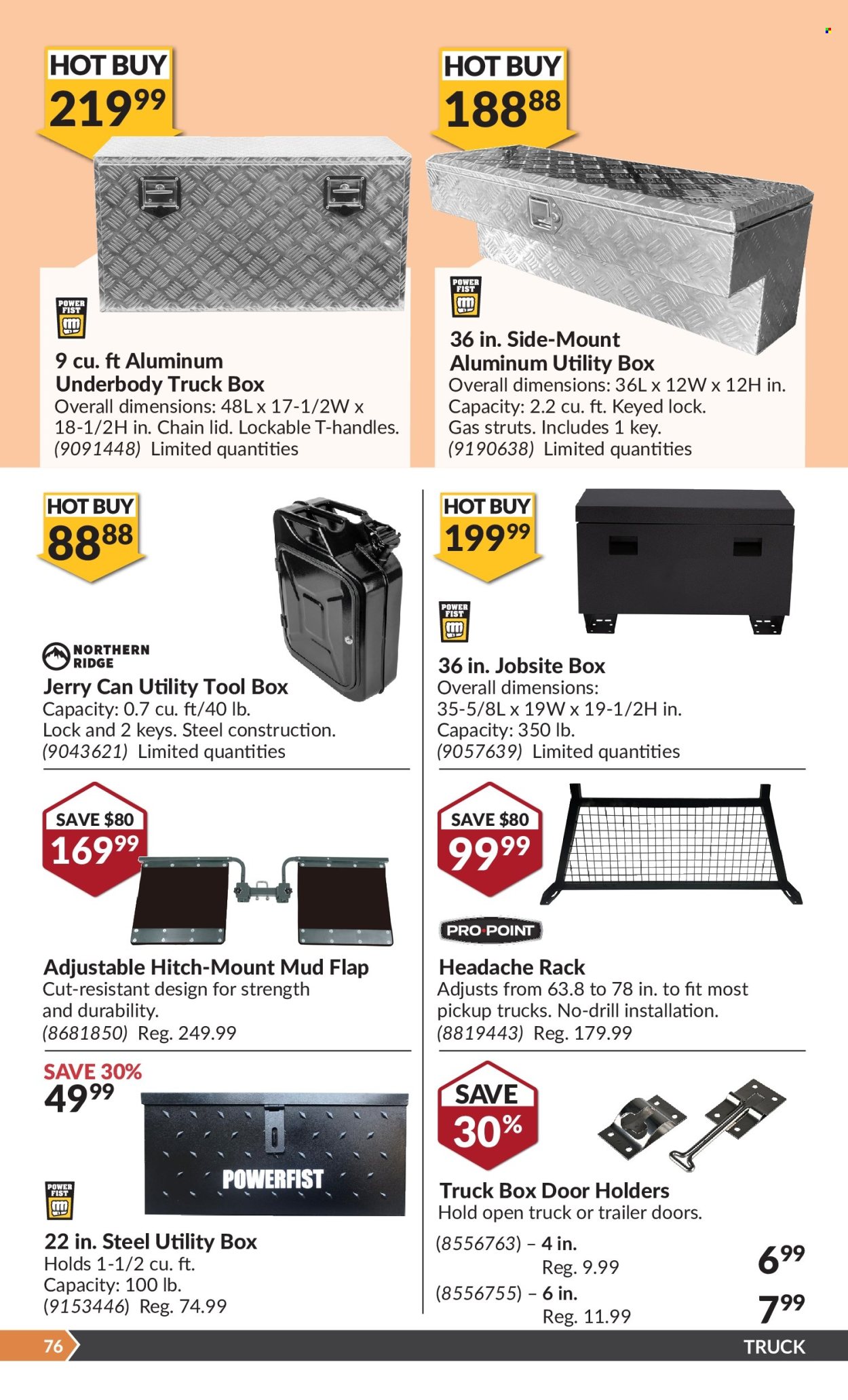 thumbnail - Princess Auto Flyer - April 23, 2024 - May 05, 2024 - Sales products - drill, tool box, trailer, mud flaps, truck box. Page 79.