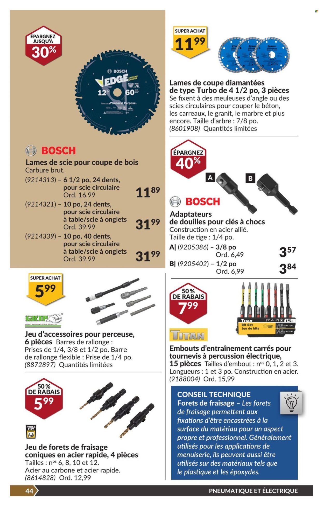 thumbnail - Princess Auto Flyer - April 23, 2024 - May 05, 2024 - Sales products - Bosch, table, bit set. Page 49.