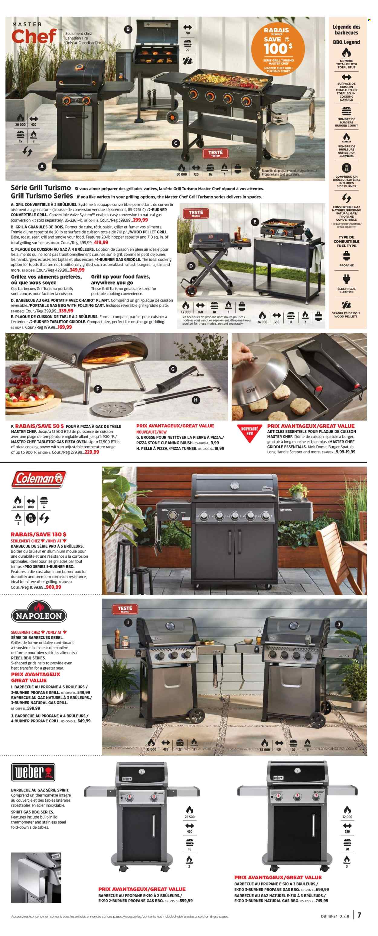 thumbnail - Canadian Tire Flyer - April 25, 2024 - May 15, 2024 - Sales products - pizza stone, lid, spatula, plate, pizza oven, oven, table, sidetable, propane tank, gas grill, pellet grill, griddle. Page 6.