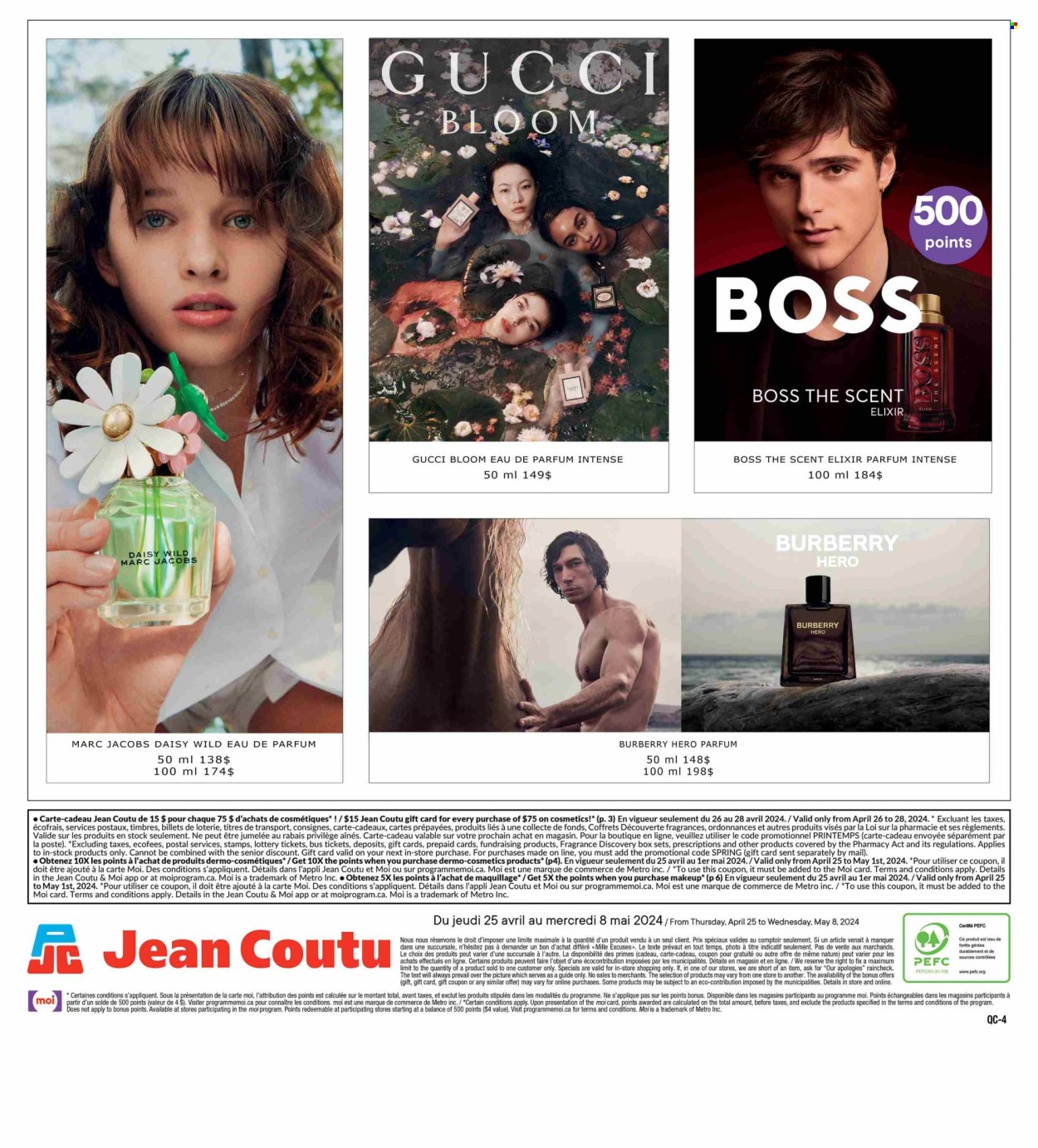 thumbnail - Jean Coutu Flyer - April 25, 2024 - May 08, 2024 - Sales products - eau de parfum, fragrance, Gucci, Marc Jacobs, makeup, Burberry. Page 8.