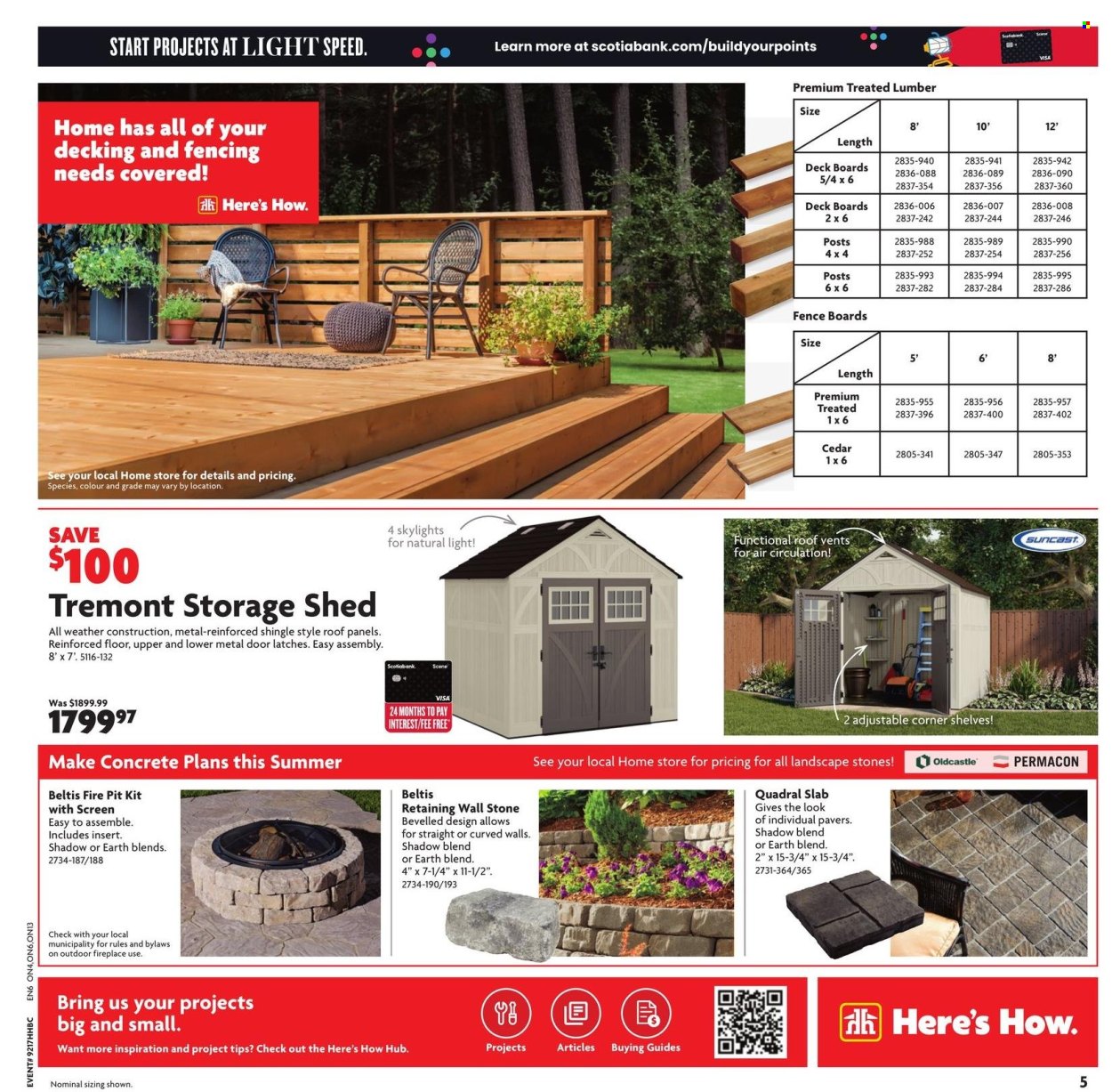 thumbnail - Home Hardware Building Centre Flyer - April 25, 2024 - May 08, 2024 - Sales products - shelves, fireplace, shingle, door, storage shed, shed, fire bowl. Page 12.