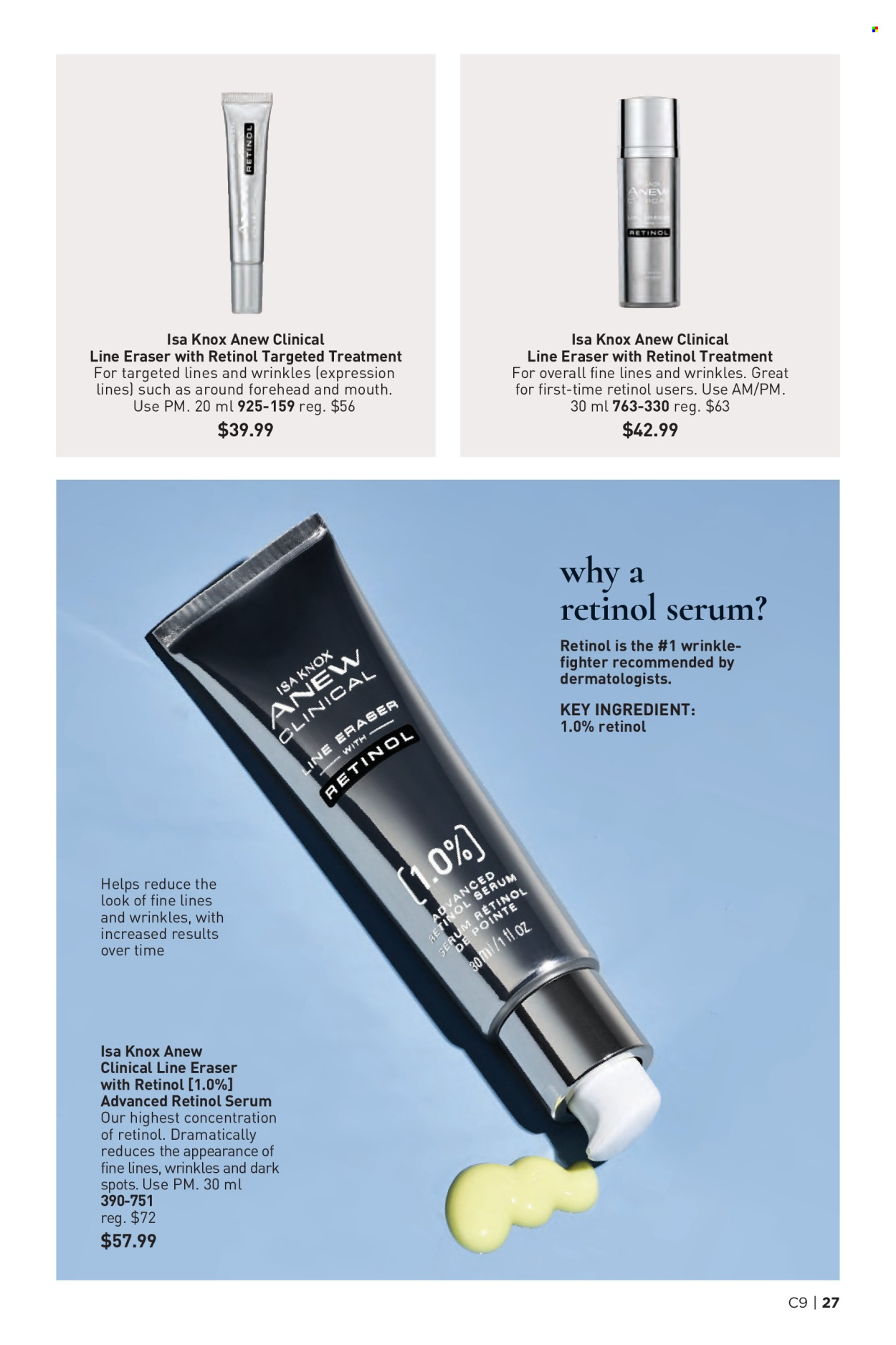 thumbnail - Avon Flyer - Sales products - Anew, serum, Line Eraser. Page 27.