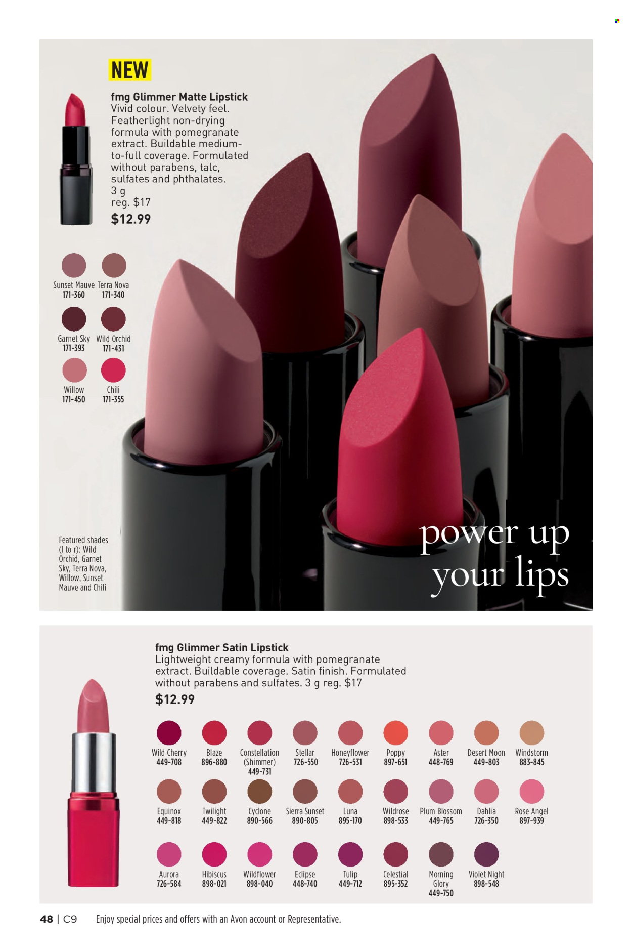 thumbnail - Avon Flyer - Sales products - Avon, lipstick, shades. Page 48.