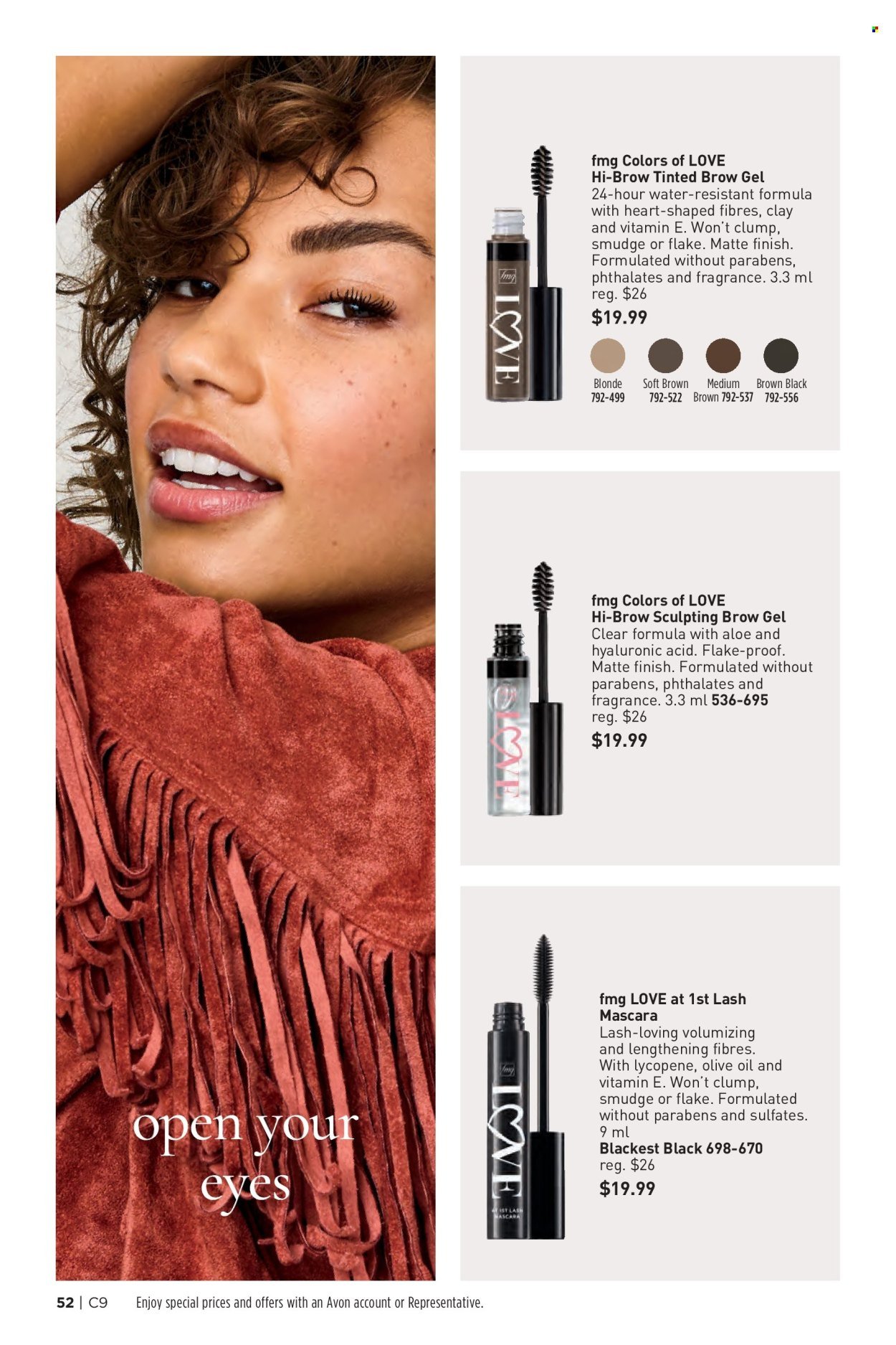 thumbnail - Avon Flyer - Sales products - Avon, mascara, brow gel. Page 52.