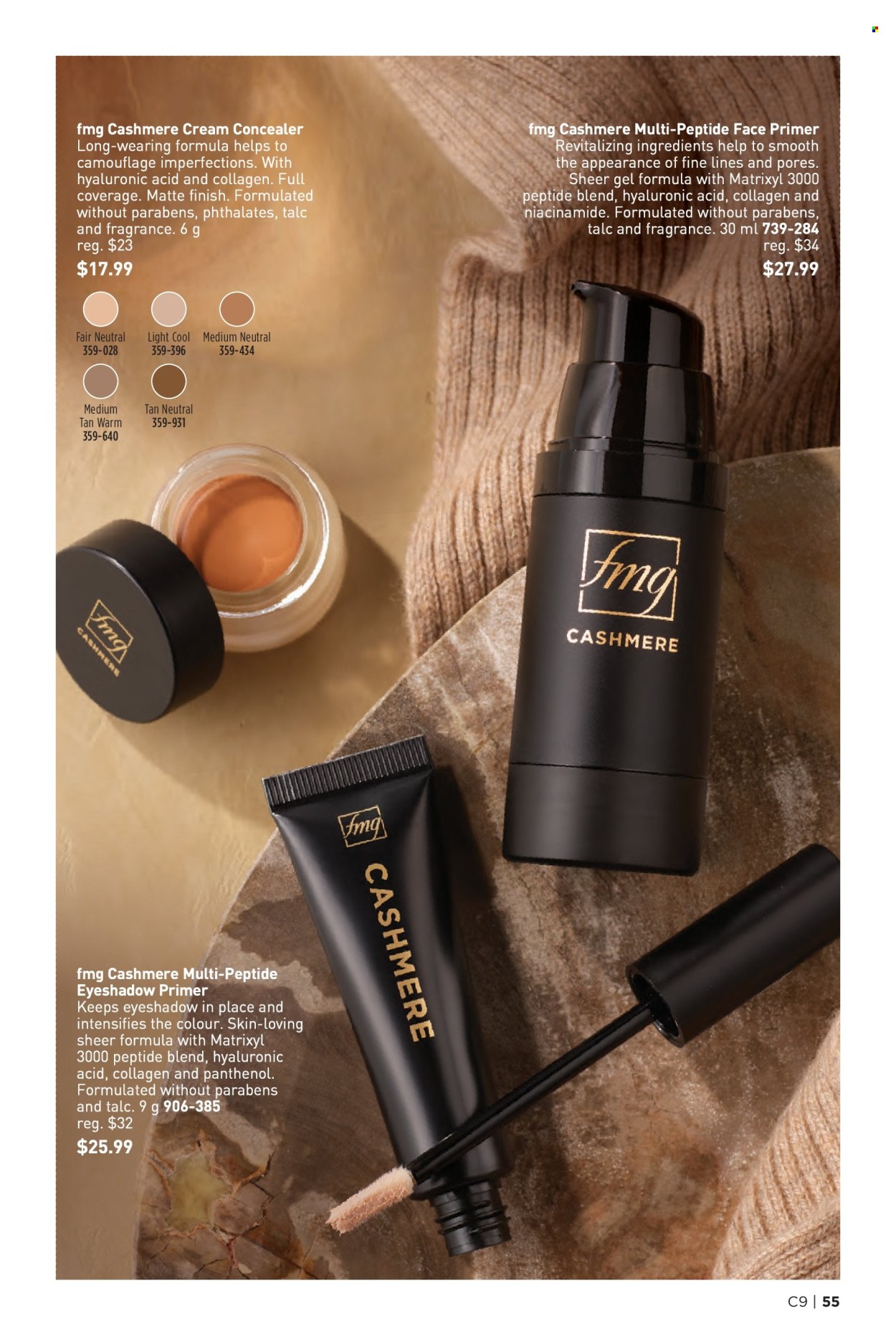 thumbnail - Avon Flyer - Sales products - Niacinamide, corrector, eyeshadow, face primer. Page 55.