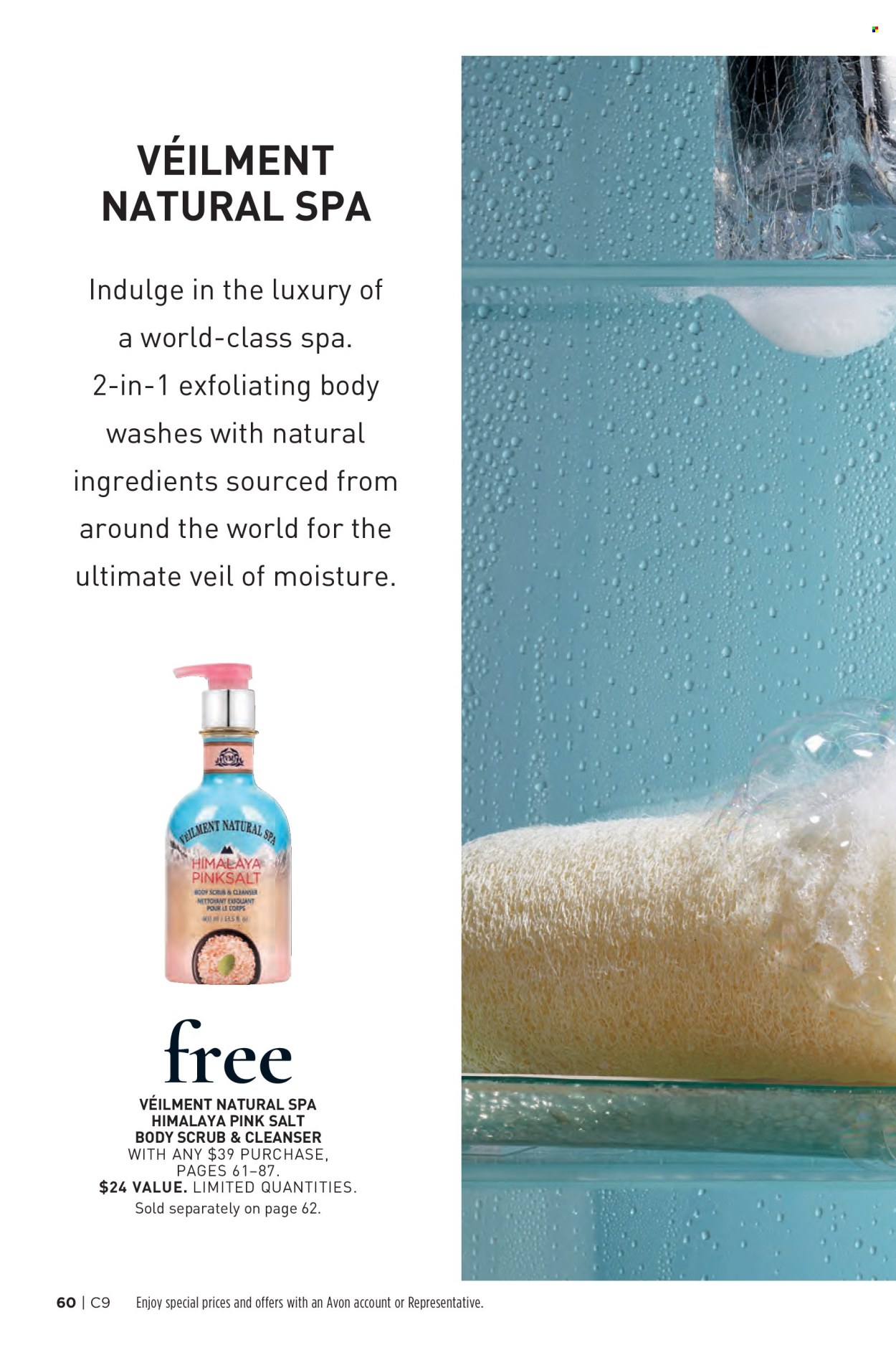 thumbnail - Avon Flyer - Sales products - body wash, Avon, cleanser, body scrub. Page 60.