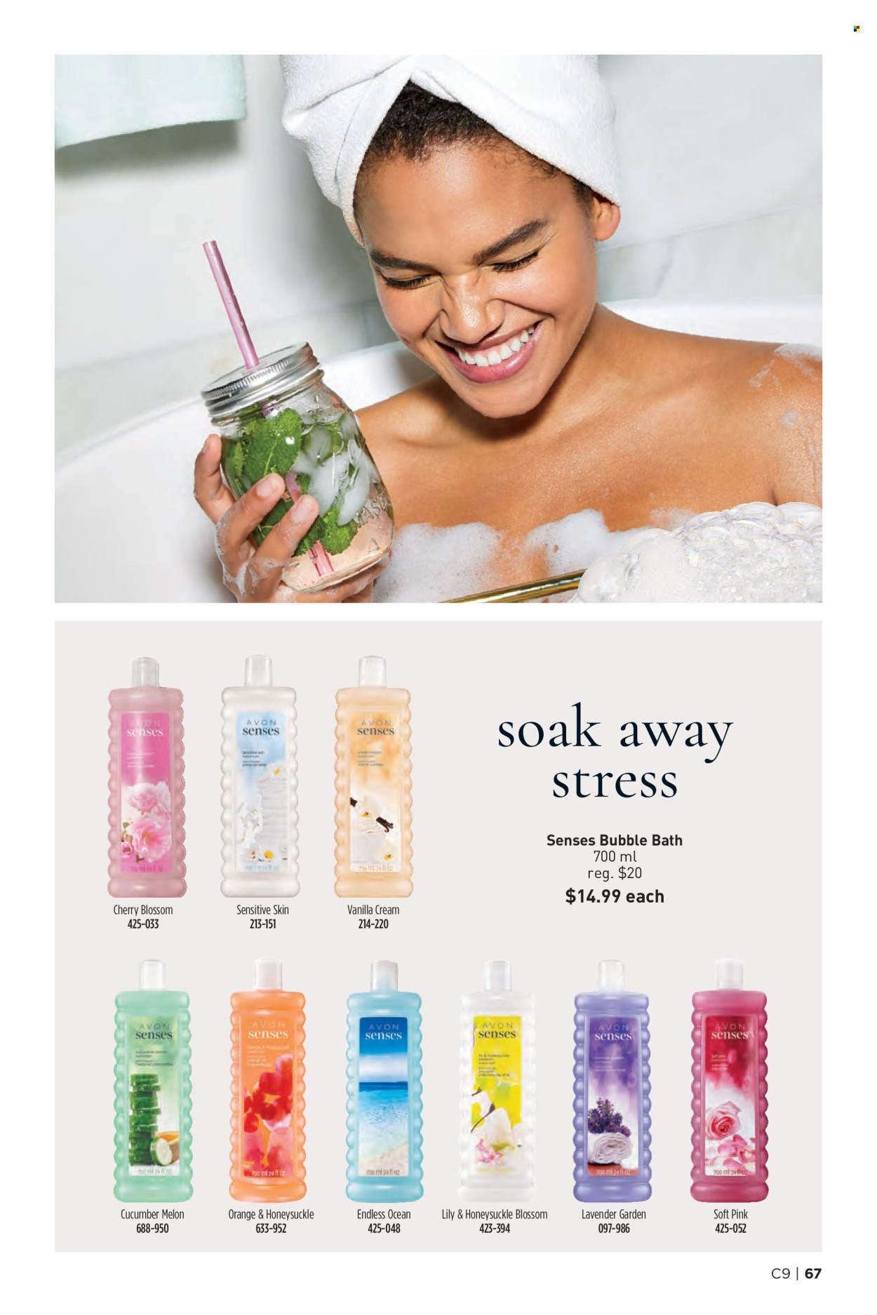 thumbnail - Avon Flyer - Sales products - bubble bath, Avon. Page 67.