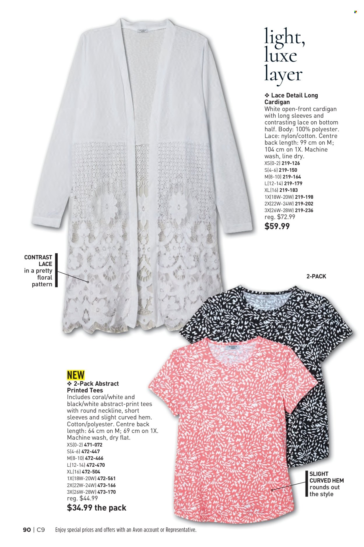 thumbnail - Avon Flyer - Sales products - Avon, t-shirt, cardigan. Page 90.