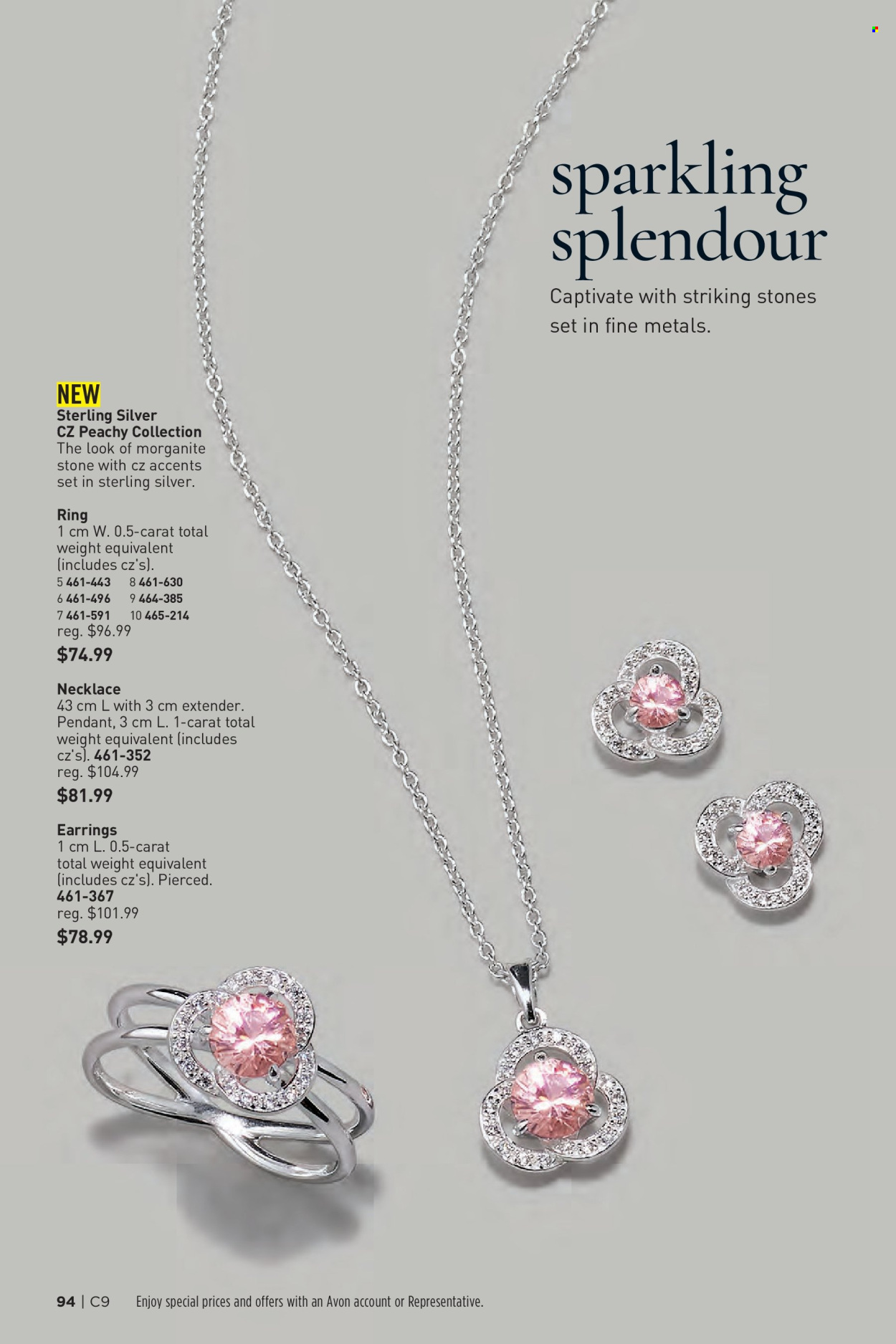 thumbnail - Avon Flyer - Sales products - Avon, earrings, necklace, pendant. Page 94.