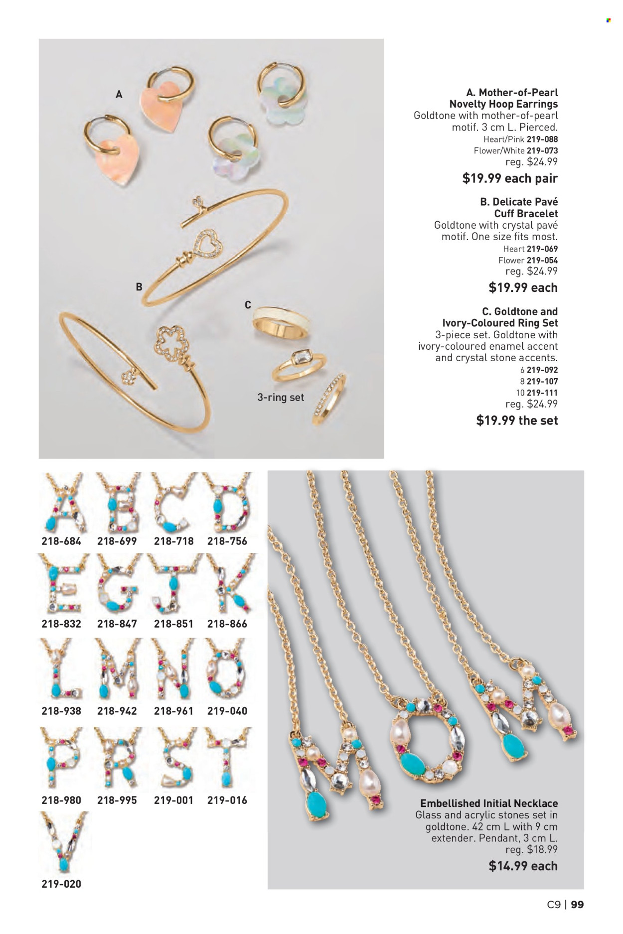 thumbnail - Avon Flyer - Sales products - bracelet, earrings, necklace, pendant. Page 99.