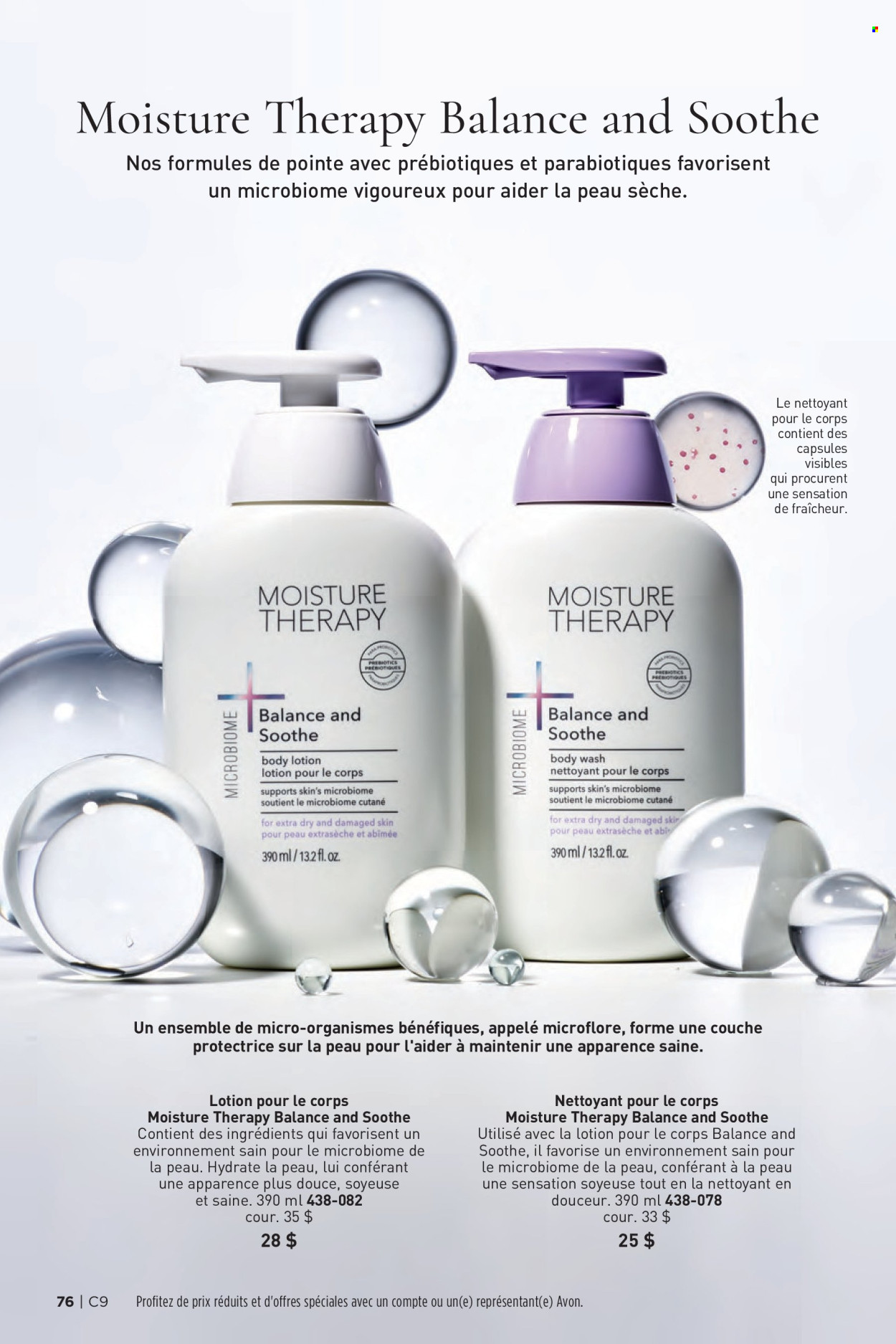 thumbnail - Avon Flyer - Sales products - body wash, Avon, Moisture Therapy, body lotion. Page 76.