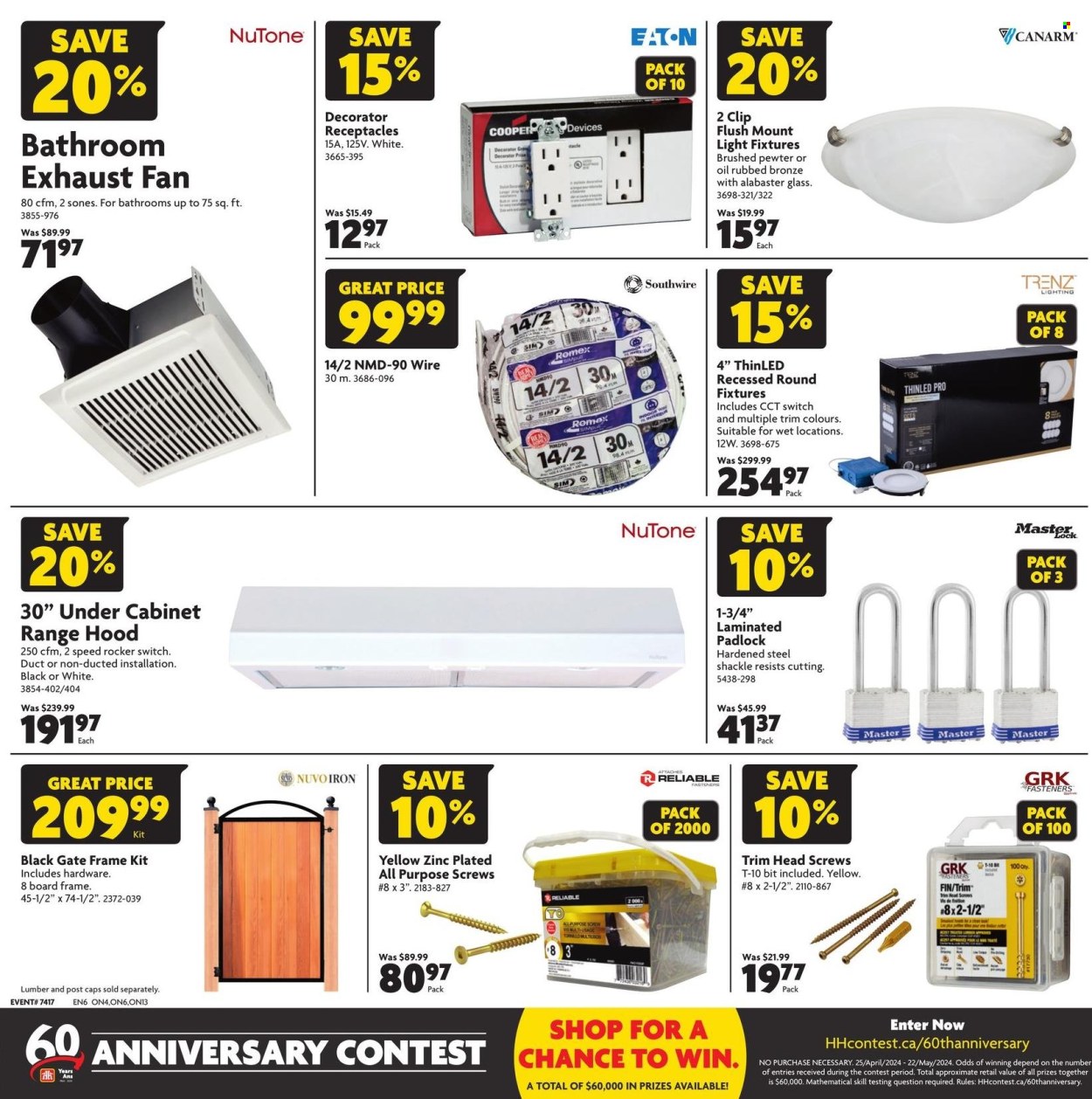 thumbnail - Home Hardware Flyer - April 25, 2024 - May 08, 2024 - Sales products - iron, cabinet, lighting, screw, Cooper. Page 4.