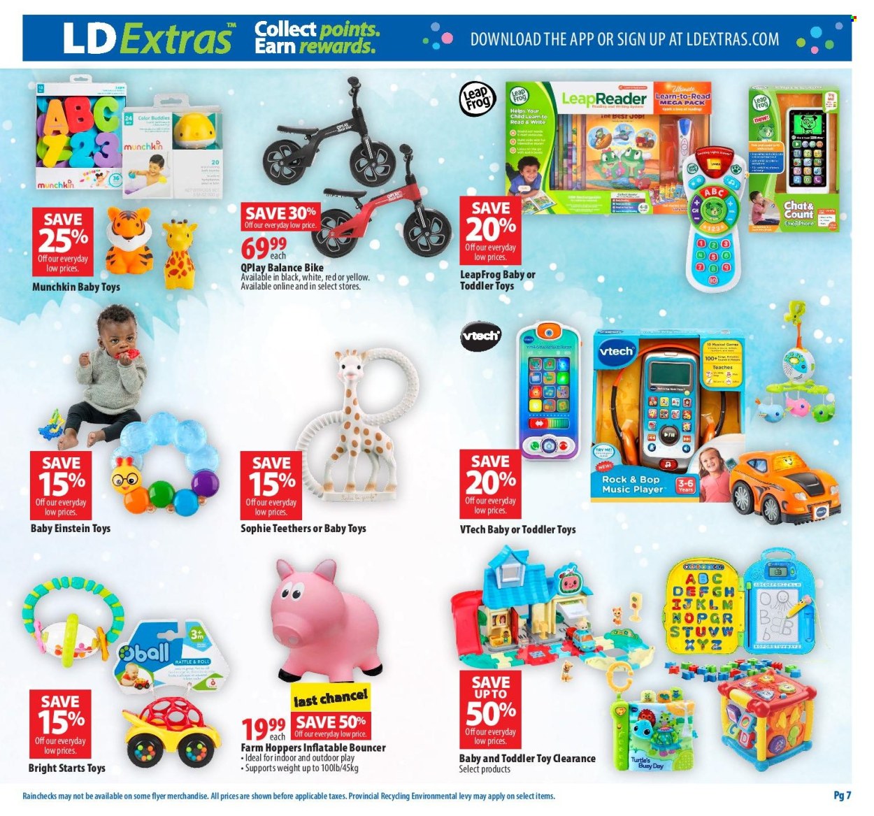 thumbnail - London Drugs Flyer - April 26, 2024 - May 15, 2024 - Sales products - phone, LeapFrog, rattle, Vtech, toys, Baby Einstein. Page 7.