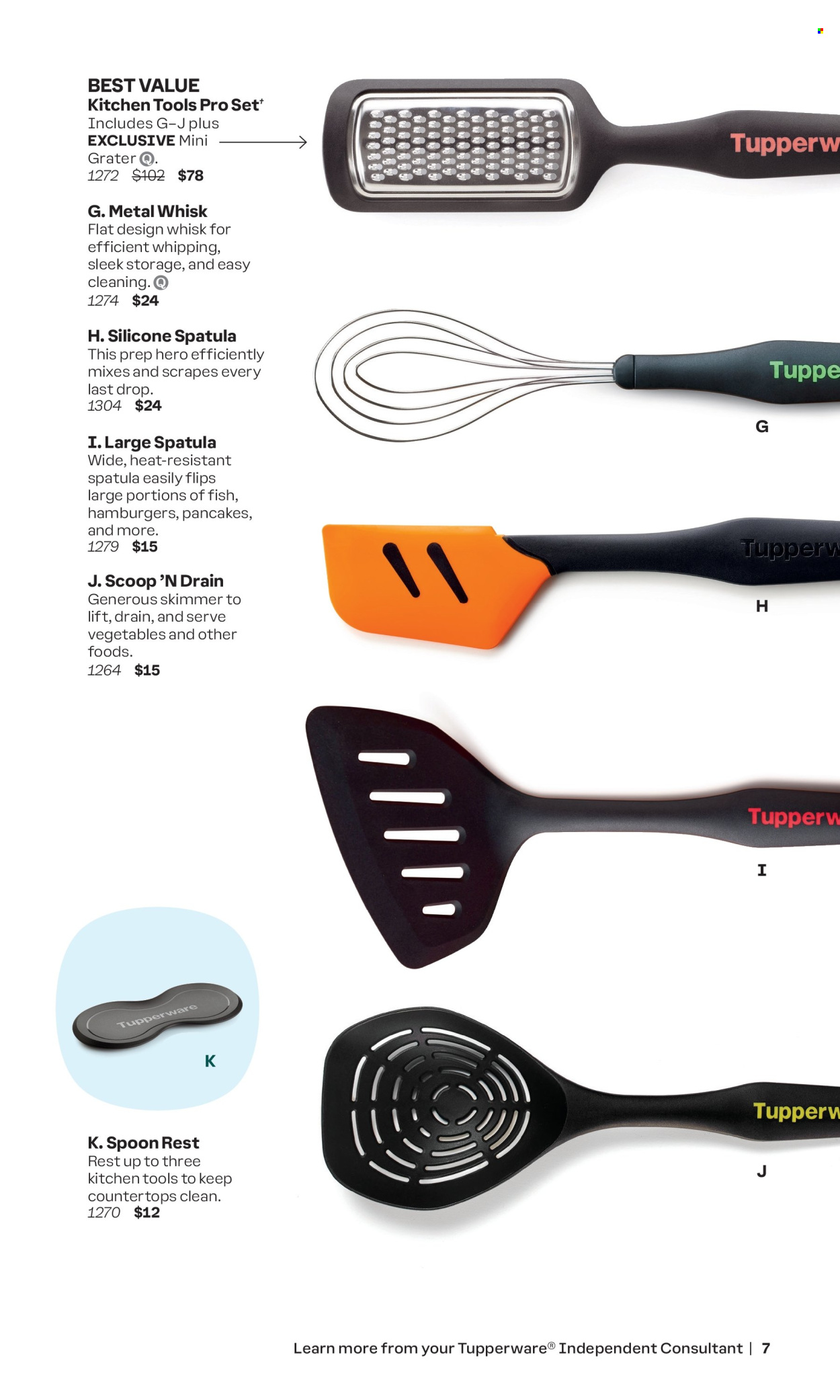 thumbnail - Tupperware Flyer - Sales products - spatula, spoon, handy grater, kitchen tools. Page 7.