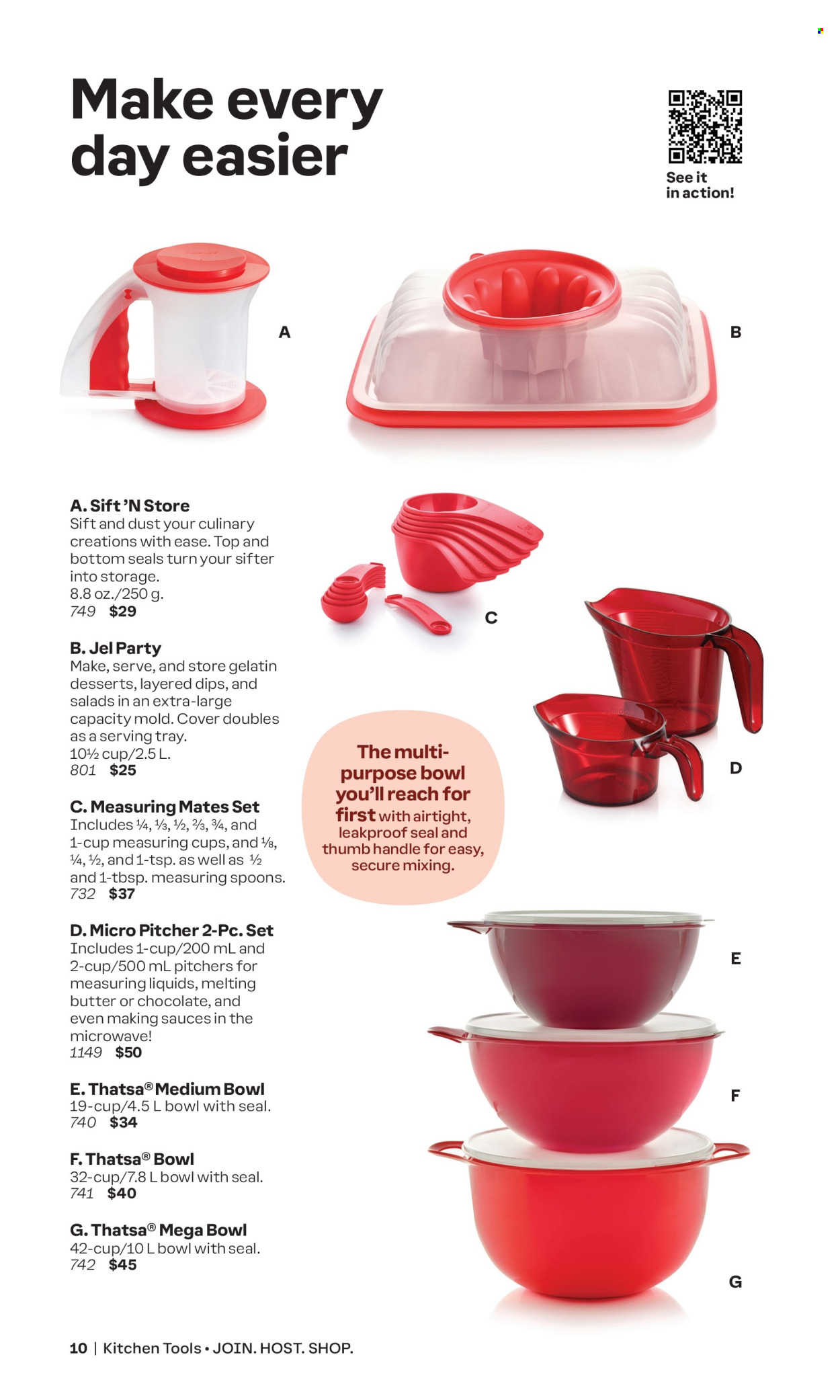 thumbnail - Tupperware Flyer - Sales products - spoon, pitcher, cup, kitchen tools, serving tray. Page 10.