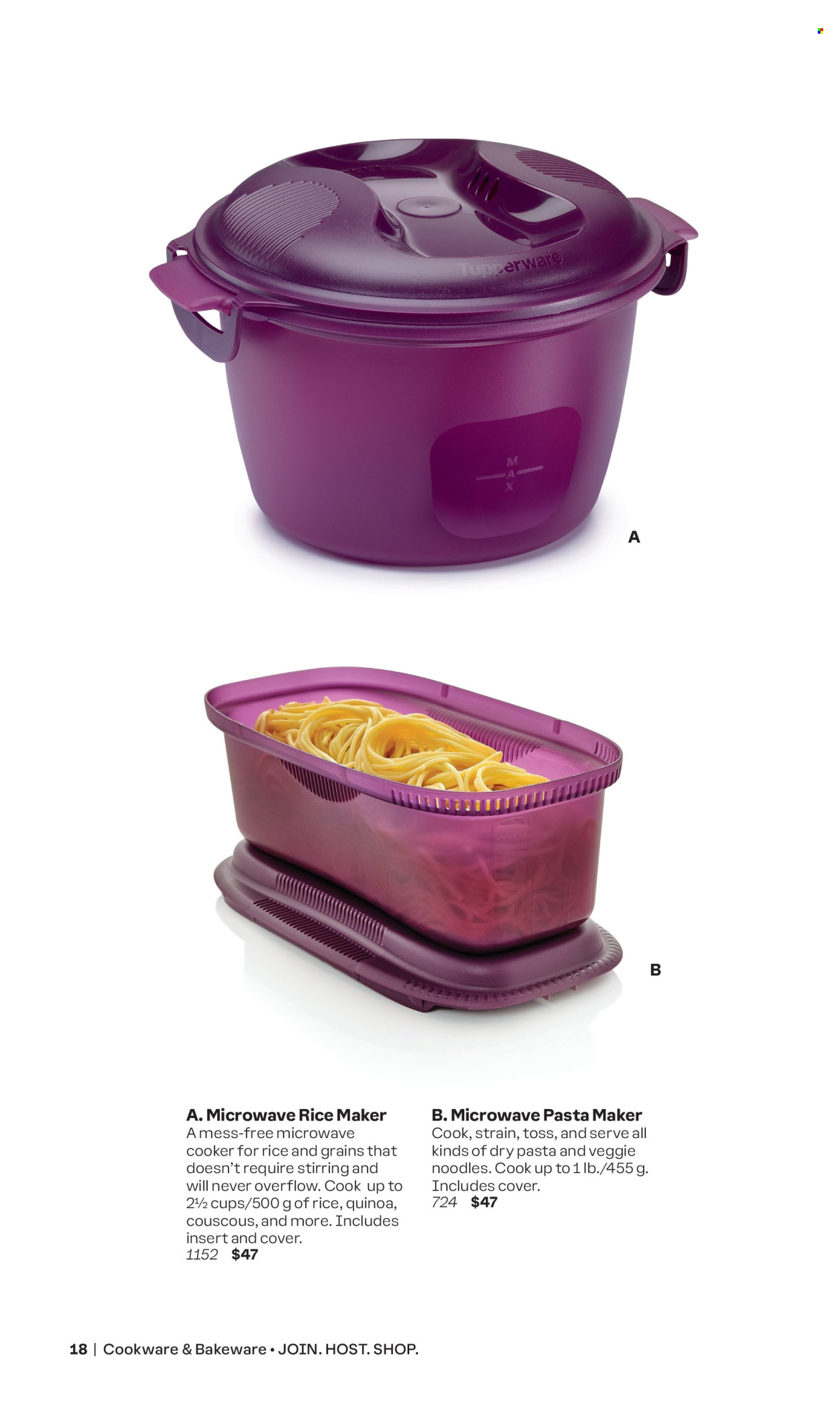 thumbnail - Tupperware Flyer - Sales products - cookware set, bakeware, pasta maker, couscous. Page 18.