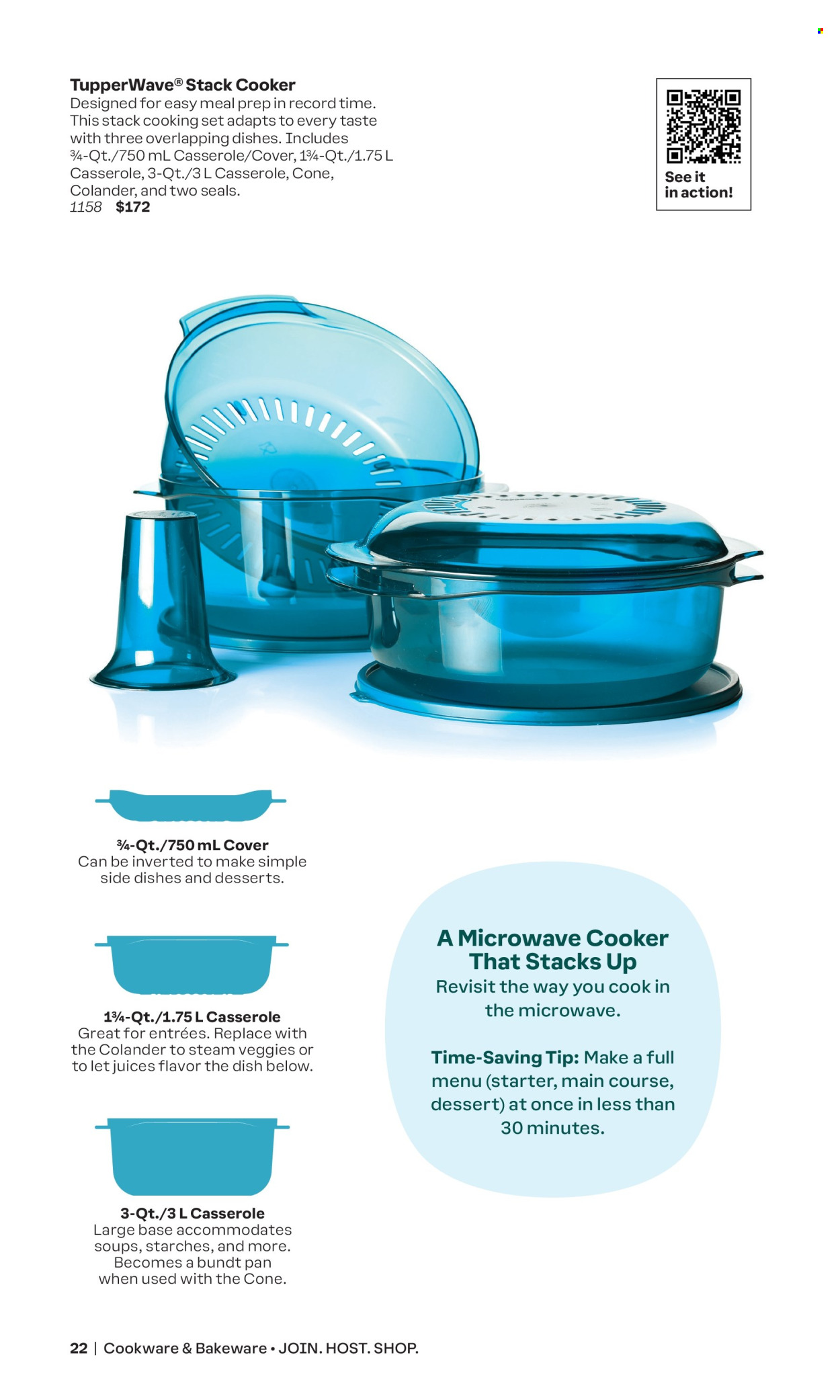 thumbnail - Tupperware Flyer - Sales products - colander, cookware set, casserole, bakeware, bundt pan. Page 22.