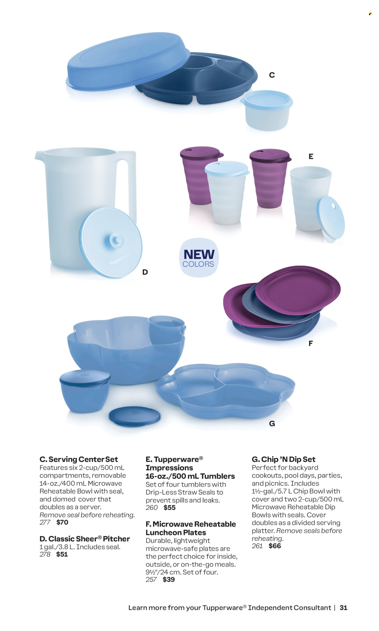 thumbnail - Tupperware Flyer - Sales products - safe, tumbler, pitcher, cup, straw, serving platters, platters. Page 31.