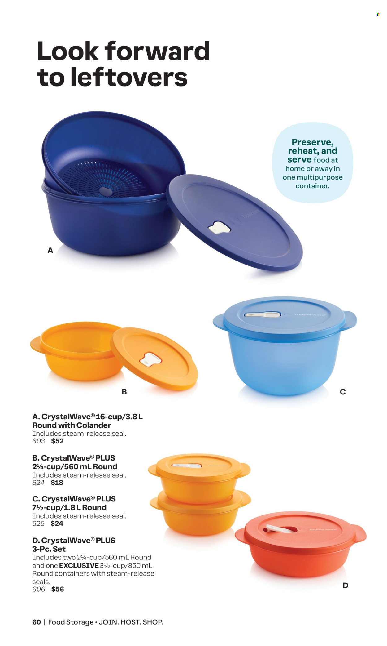 thumbnail - Tupperware Flyer - Sales products - cup, container, meal box. Page 60.