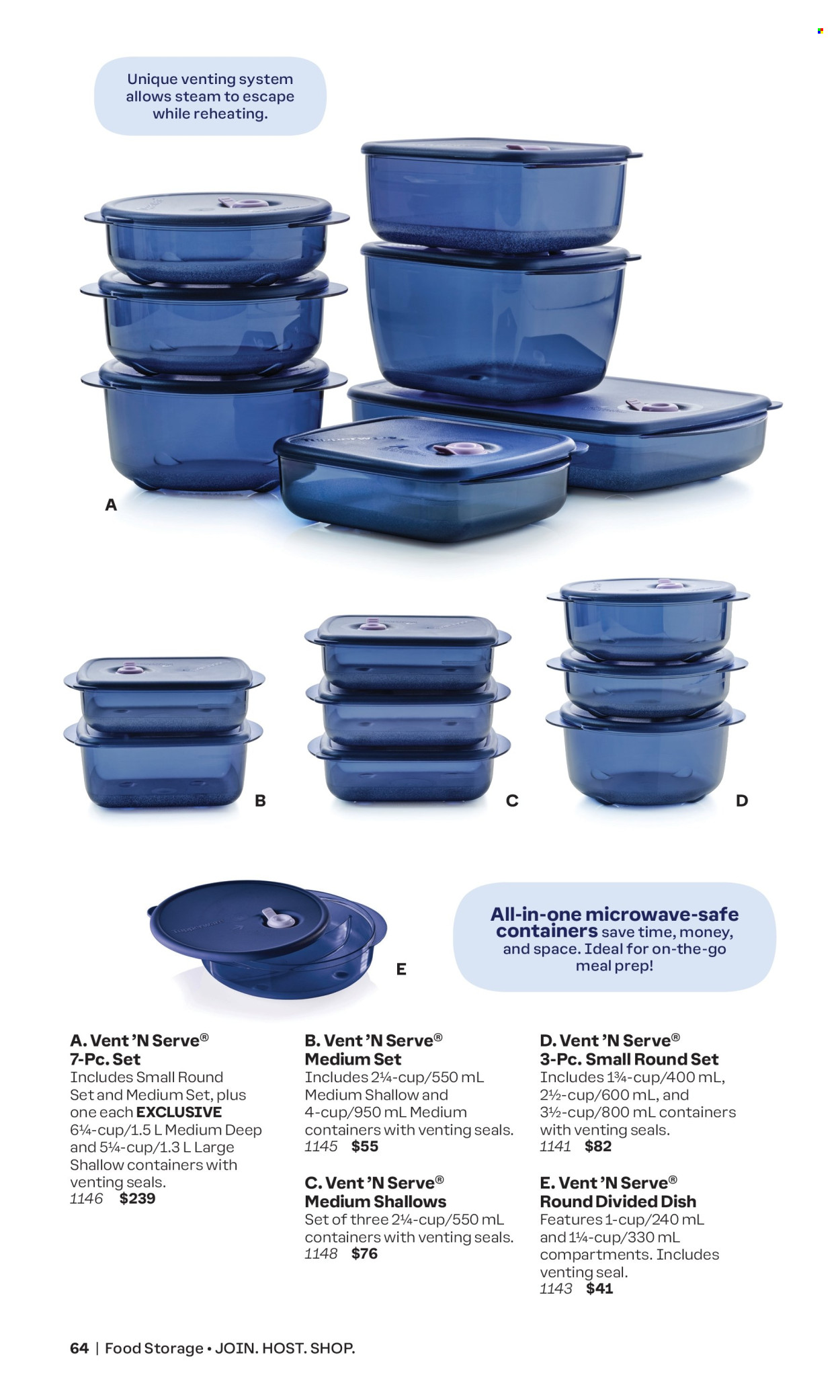 thumbnail - Tupperware Flyer - Sales products - safe, divided dish, container, safe container, meal box. Page 64.