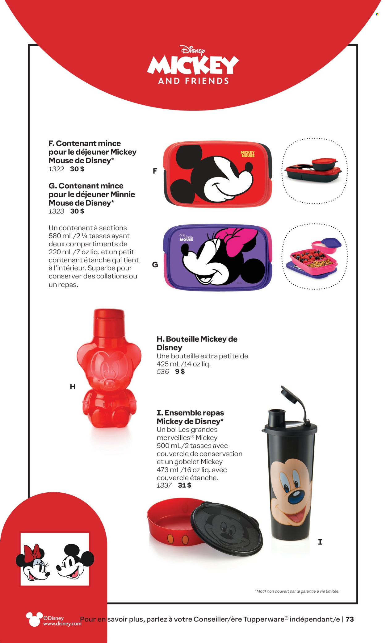 thumbnail - Tupperware Flyer - Sales products - Disney, Mickey Mouse, Minnie Mouse. Page 73.
