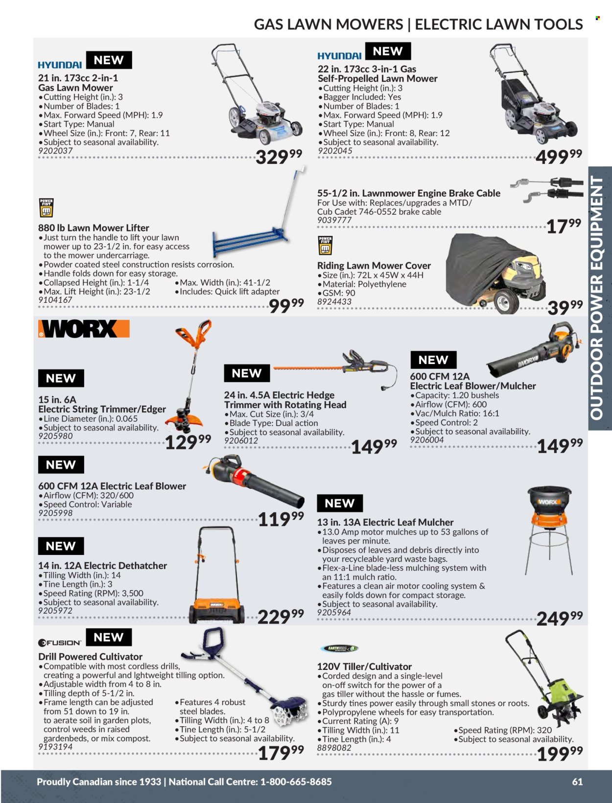 thumbnail - Princess Auto Flyer - Sales products - leaf blower, mulcher, string trimmer, lawn mower, blower, compost. Page 63.