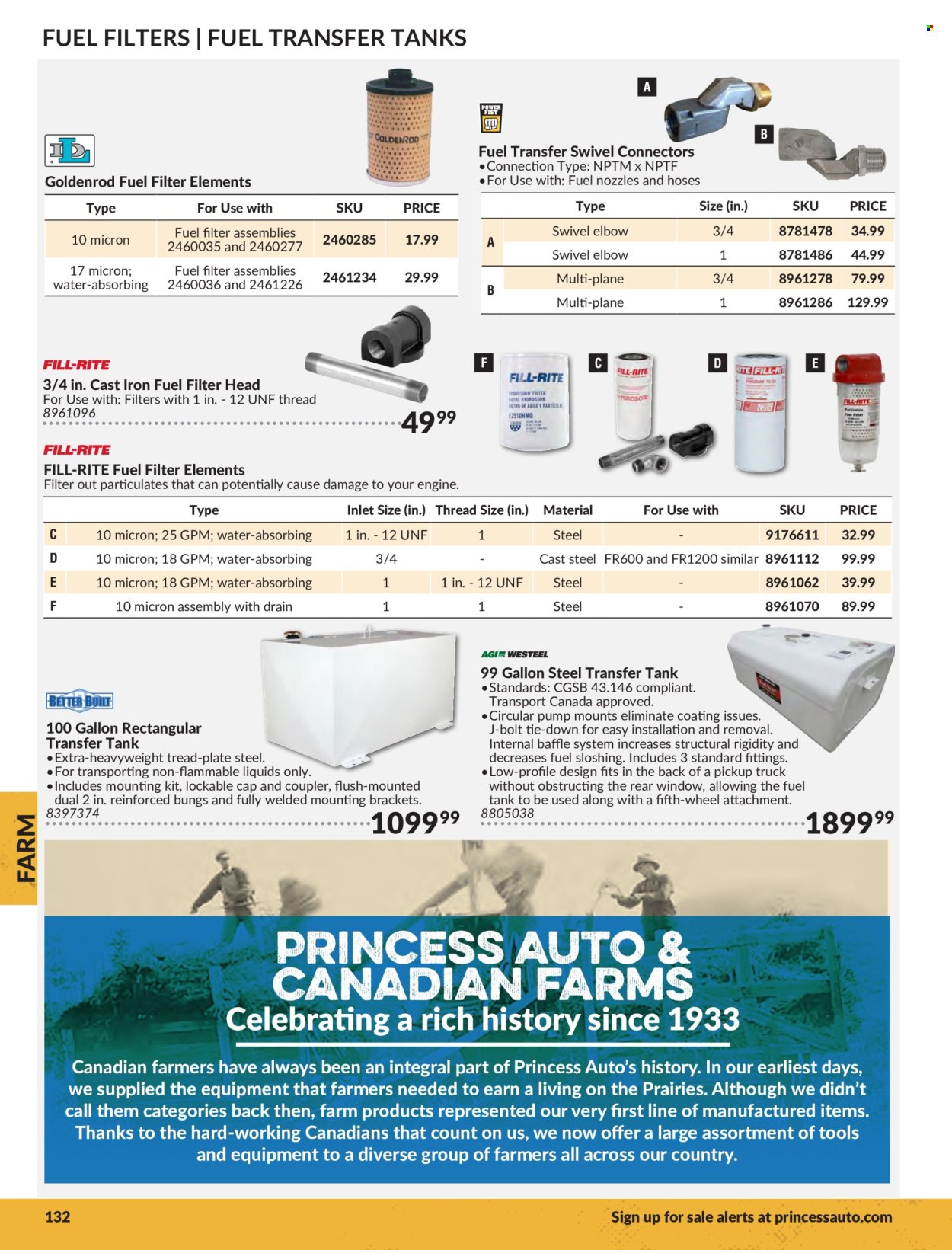 thumbnail - Princess Auto Flyer - Sales products - tank, bolt, pump, fuel filter. Page 134.