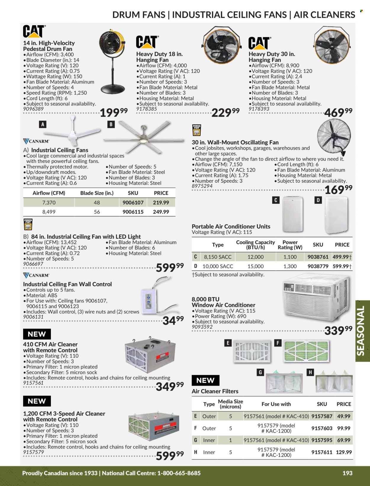 thumbnail - Princess Auto Flyer - Sales products - ceiling fan, screw, pedestal, cleaner. Page 195.