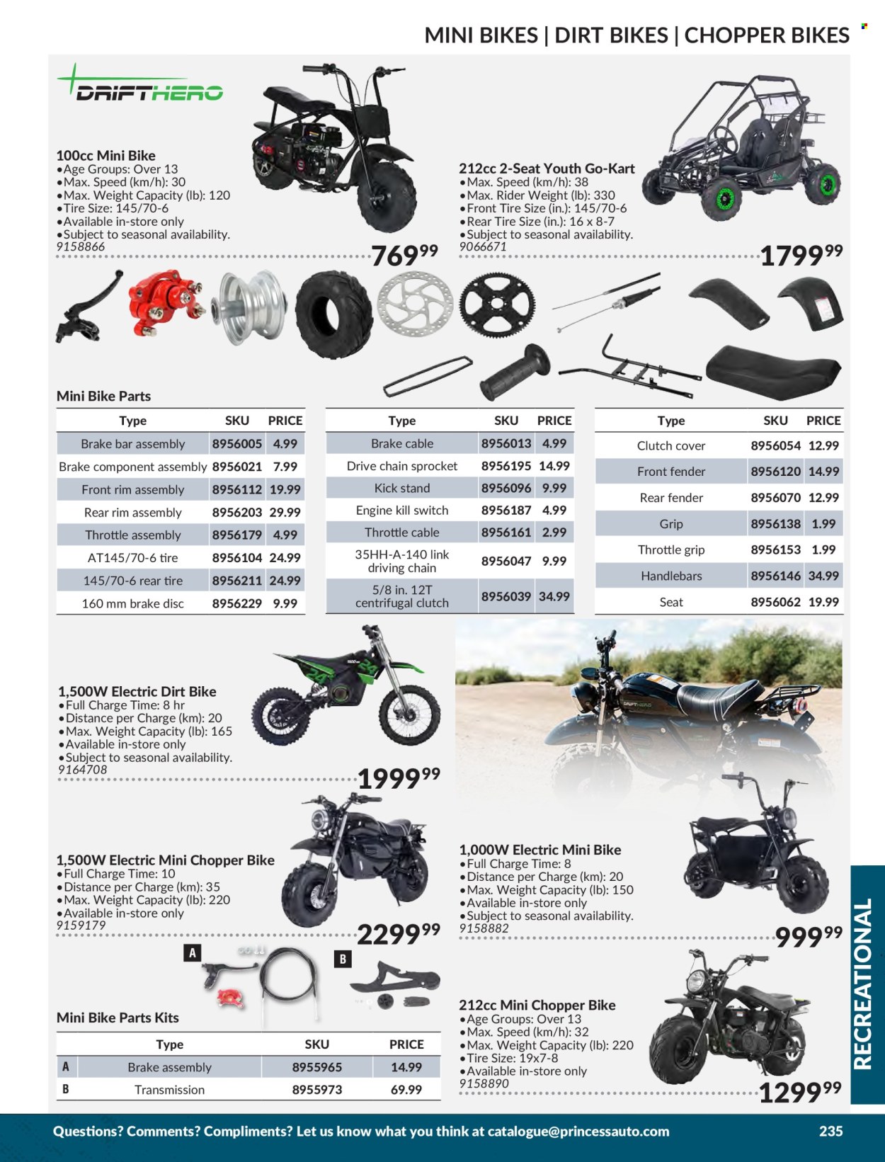 thumbnail - Princess Auto Flyer - Sales products - switch, mini bike, go-kart. Page 239.