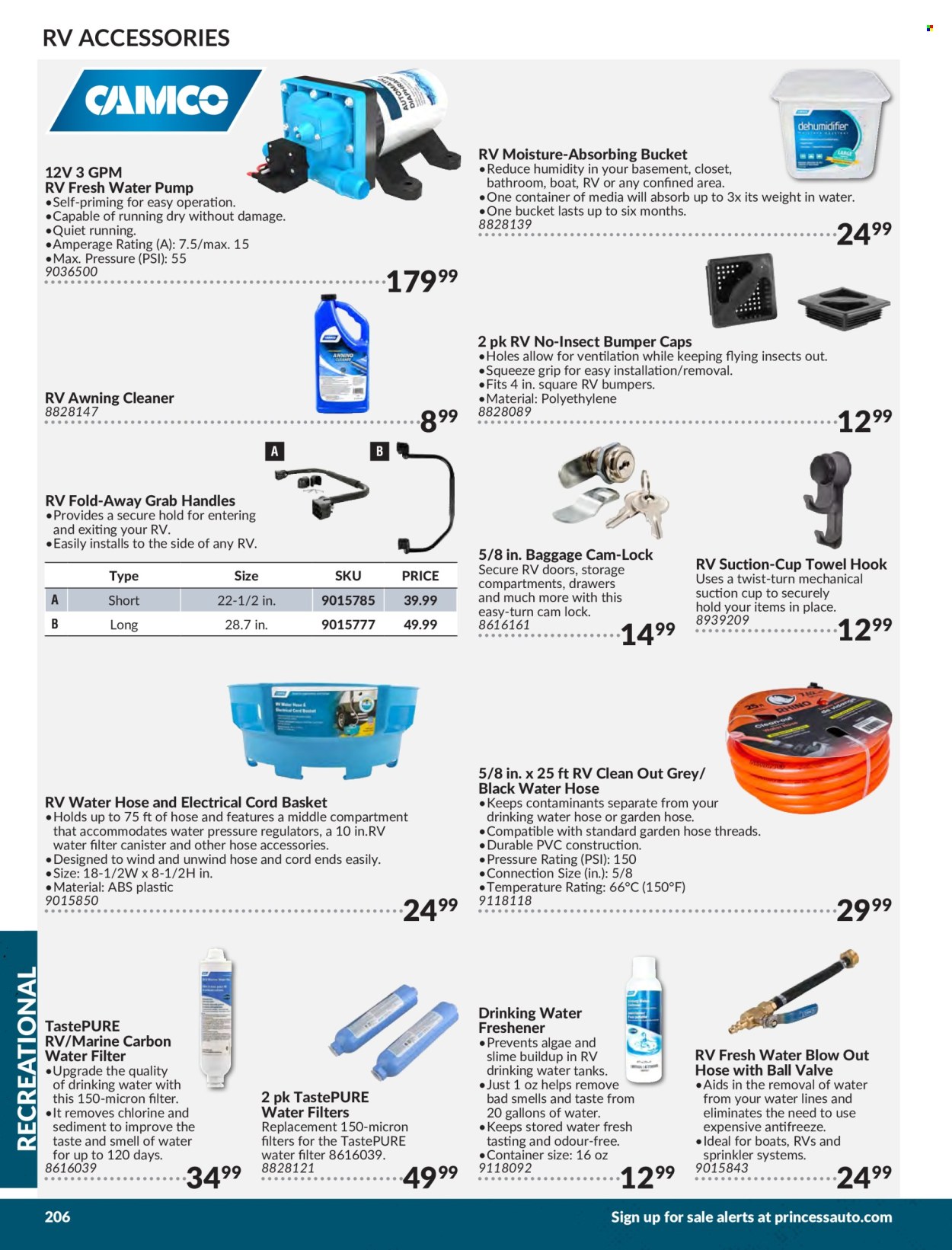 thumbnail - Princess Auto Flyer - Sales products - water tank, tank, hook, awning, basket, water filter, garden hose, container, garden sprinkler, hose accessories, canister, Slime, cleaner, antifreeze. Page 208.