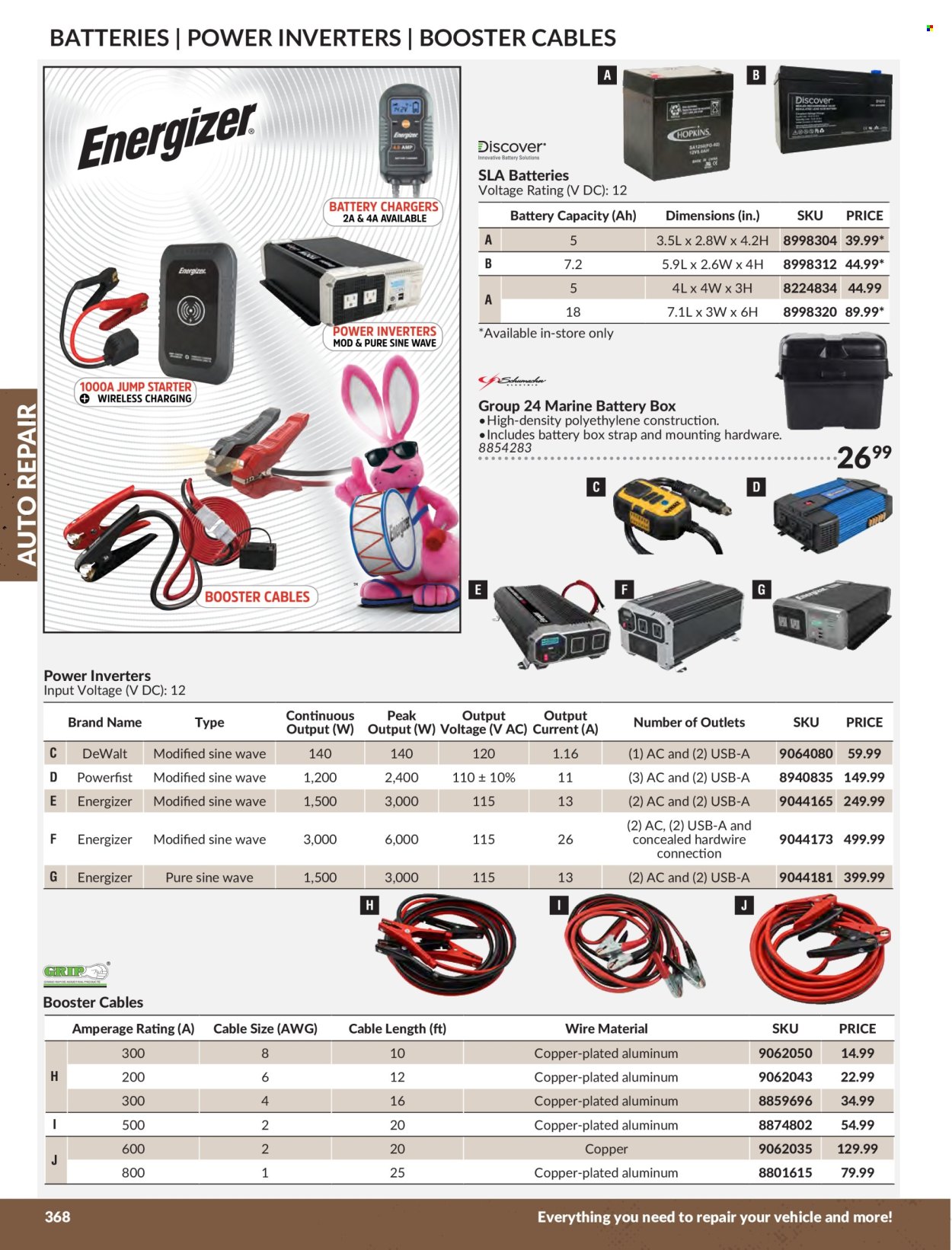 thumbnail - Princess Auto Flyer - Sales products - DeWALT, strap, booster cables, battery box, Energizer. Page 372.