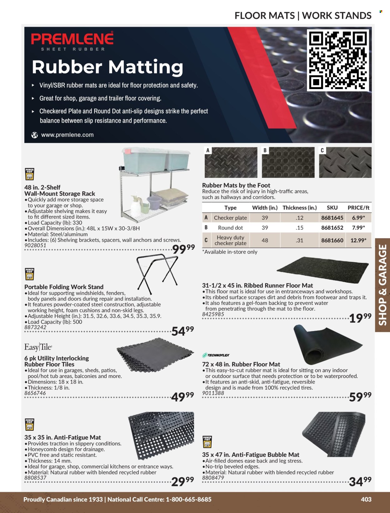 thumbnail - Princess Auto Flyer - Sales products - floor tile, anti-fatigue mat, floor mat, screw, pool. Page 407.