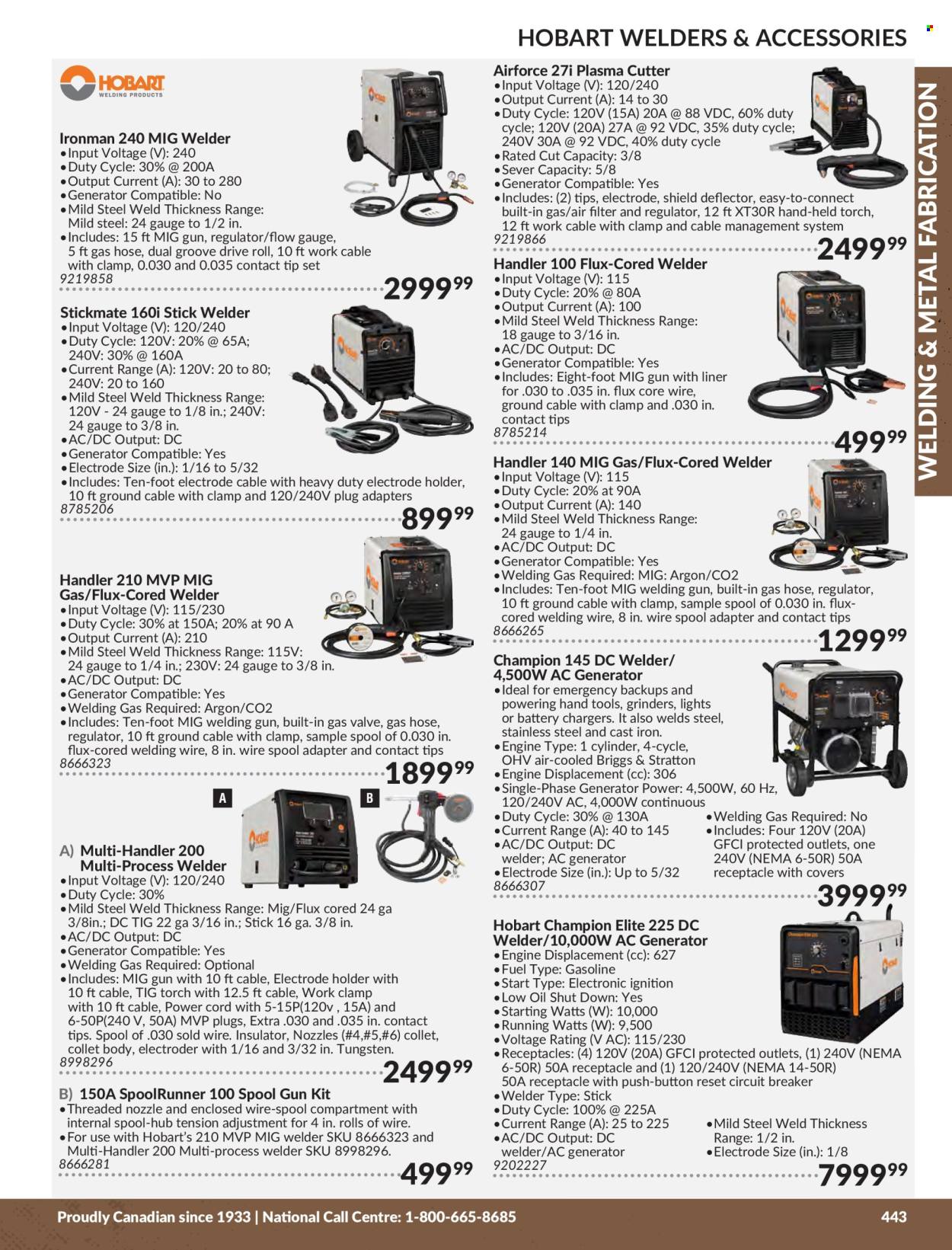 thumbnail - Princess Auto Flyer - Sales products - plug, plasma cutter, hand tools, inverter welder, generator, welder, clamp, gauge, welding wire, air filter, battery charger. Page 447.